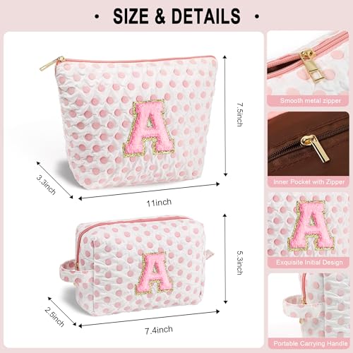 YOOLIFE Gifts for Teen Girl - Teen Girl Gift, Teen Girl Gift Ideas, Birthday Gift for Teen Girl, 7 8 9 10 11 12 13 14 15 16 year old girl gifts, Pink Initial Makeup Bag Cosmetic Bag for Teen Girls C