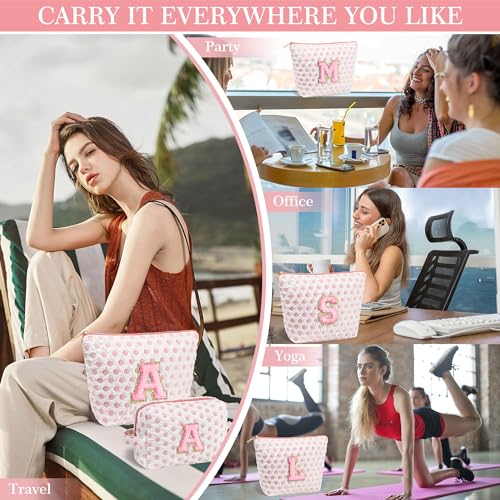 YOOLIFE Gifts for Teen Girl - Teen Girl Gift, Teen Girl Gift Ideas, Birthday Gift for Teen Girl, 7 8 9 10 11 12 13 14 15 16 year old girl gifts, Pink Initial Makeup Bag Cosmetic Bag for Teen Girls C