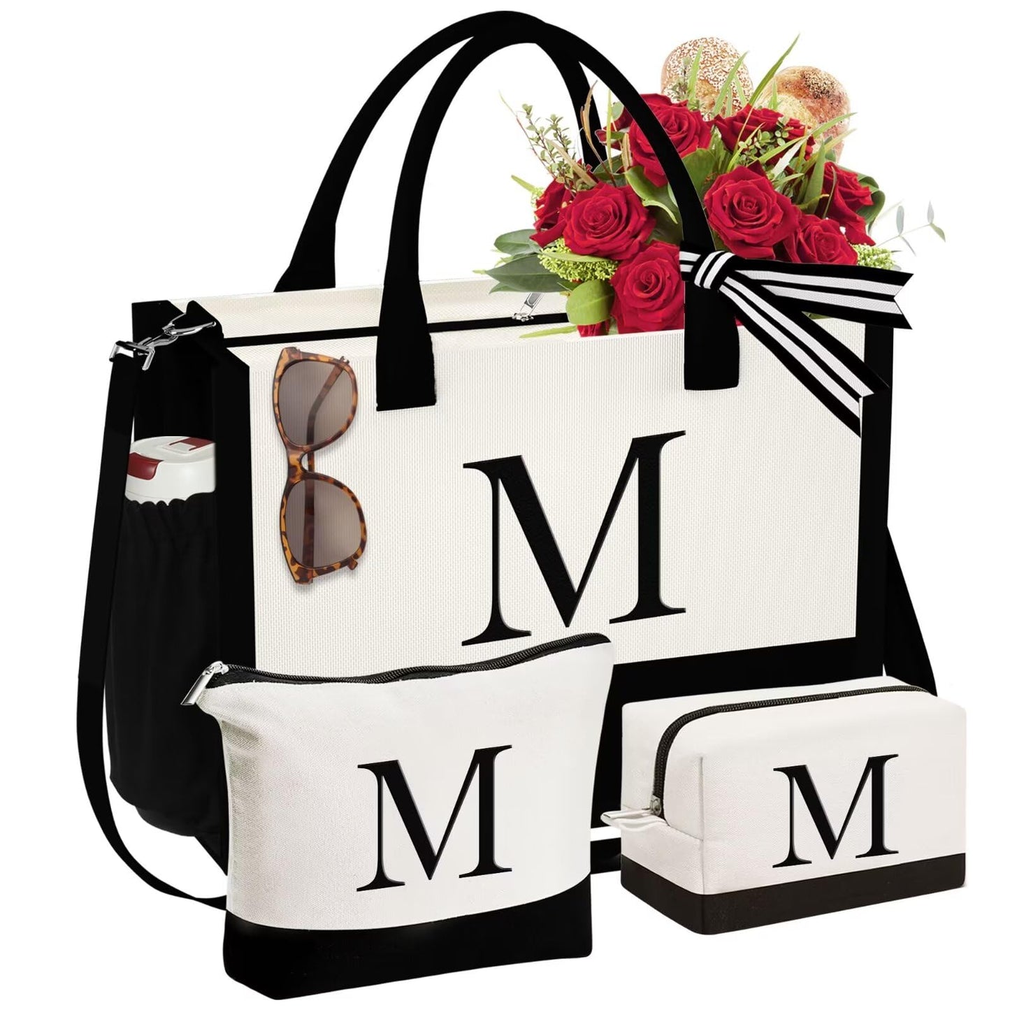 YOOLIFE Mothers Day Gifts - Personalized Birthday Gifts for Women Mom Her Friends Sister Wife, Initial Tote Bag for Women M