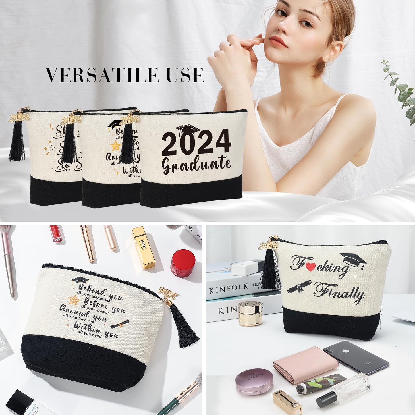 YOOLIFE 2024 Graduate Gifts for Her, Graduation Gifts Travel Cute Makeup Bag Large Make Up Bag Cosmetic Bags Graduation Gifts for Women Class of 2024 Gifts for Her Friend Girlfriend Teacher Daughter