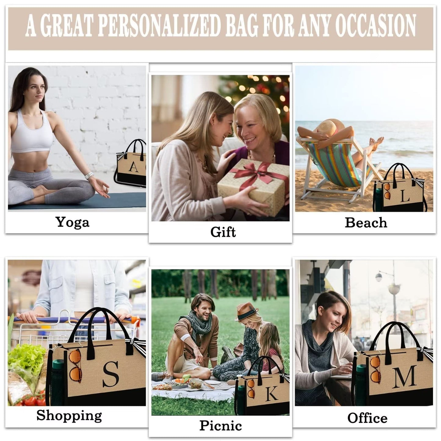 YOOLIFE Gifts for Women - Mothers Day Mom Birthday Gifts Graduation Gifts for Her Women K Initial Jute Tote Bag Gifts for Women Birthday Gifts for Women Bride Teacher Gifts Mom Sister Friend Gifts