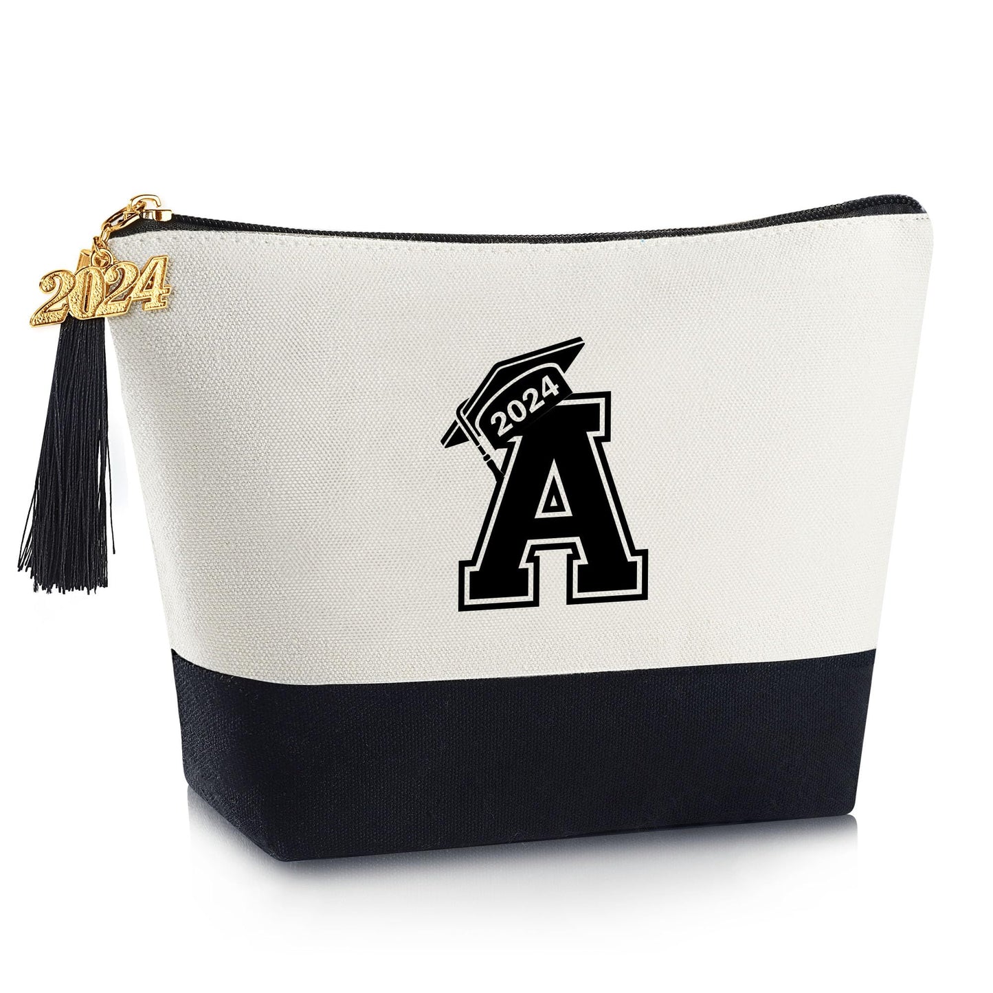 YOOLIFE 2024 Graduation Gifts for Her, Initial A Travel Makeup Bag Make Up Bag with Tassels Graduation Gifts for Her Class of 2024 Gifts 5th 8th Grad Graduation Gifts for Her Friends Teacher