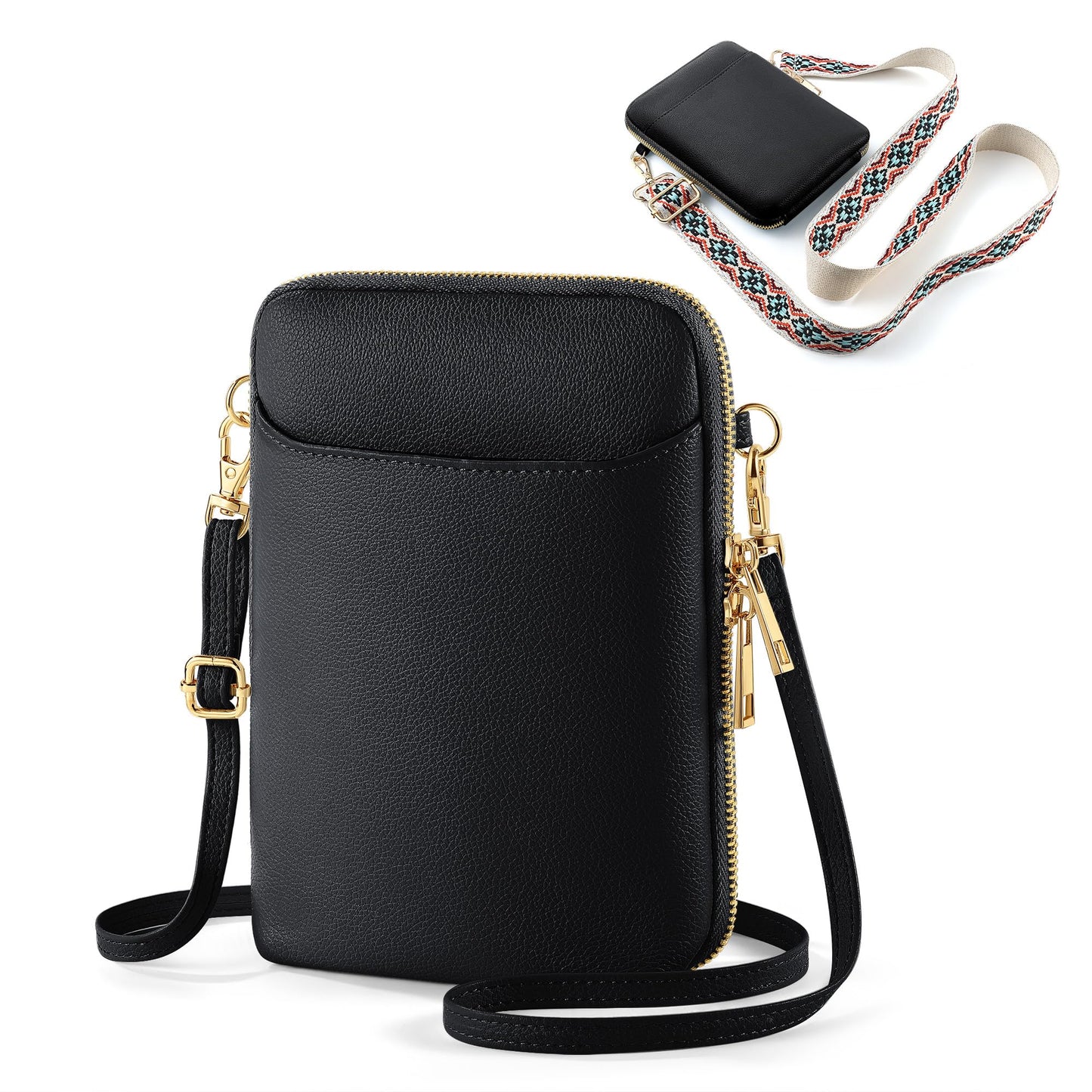 YOOLIFE Crossbody Bags for Women, Mothers Day Gifts for Mom Friend Birthday Gifts Black Leather Sling Bag Cross Body Bag for Women Travel Bag for Women RFID Blocking Cell Phone Walent Bag Gifts Her