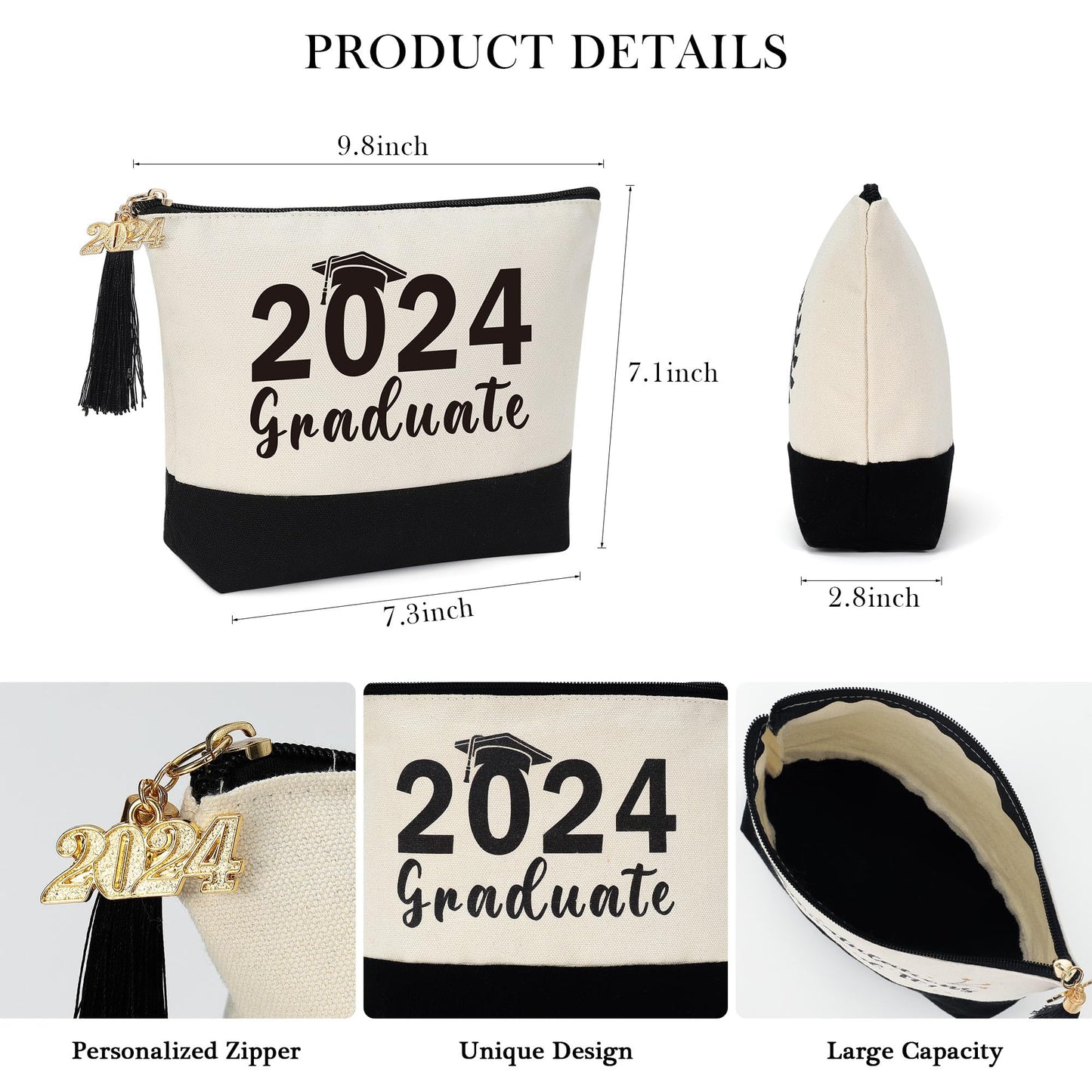 YOOLIFE 2024 Graduate Gifts for Her, Graduation Gifts Travel Cute Makeup Bag Large Make Up Bag Cosmetic Bags Graduation Gifts for Women Class of 2024 Gifts for Her Friend Girlfriend Teacher Daughter