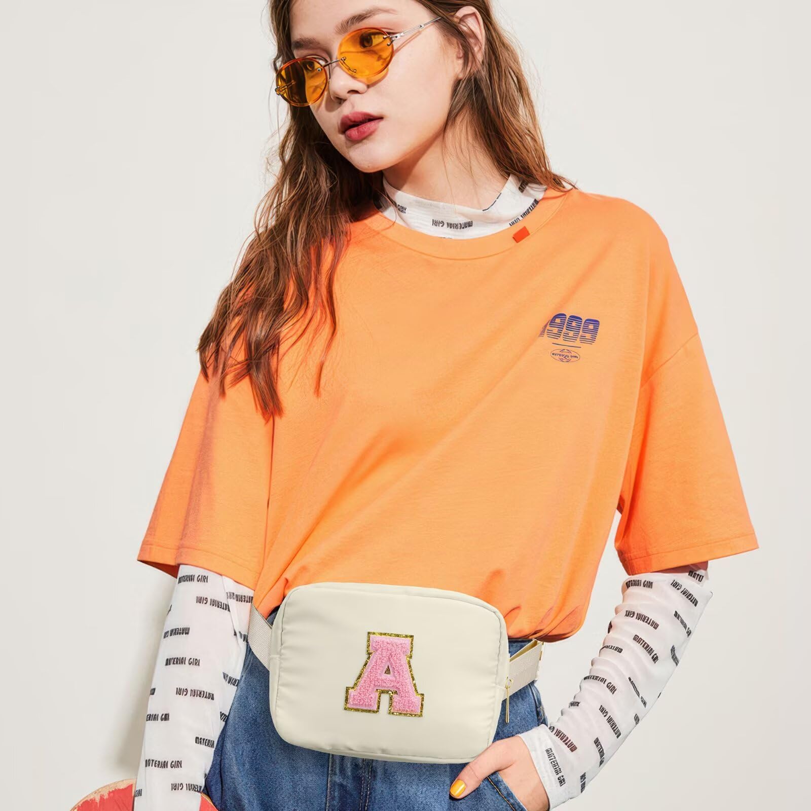 YOOLIFE Birthday Gifts for 3 4 5 6 7 8 9 10 Year Old Girl Kids - Initial Fanny Pack Girls Purse Belt Bag Crossbody Bag, Gifts for Girls Kids Daughter, Beige A