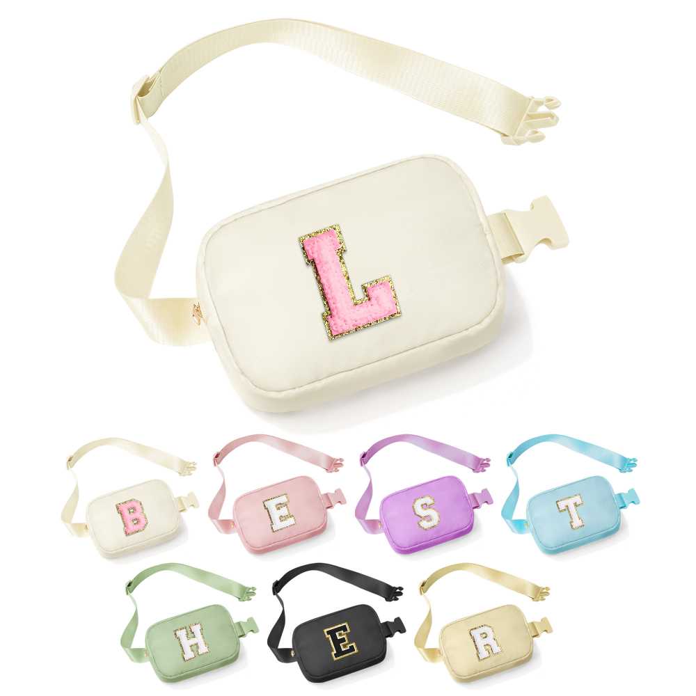 YOOLIFE Birthday Gifts for 3 4 5 6 7 8 9 10 Year Old Girl Kids - Initial Fanny Pack Girls Purse Belt Bag Crossbody Bag, Gifts for Girls Kids Daughter, Beige A