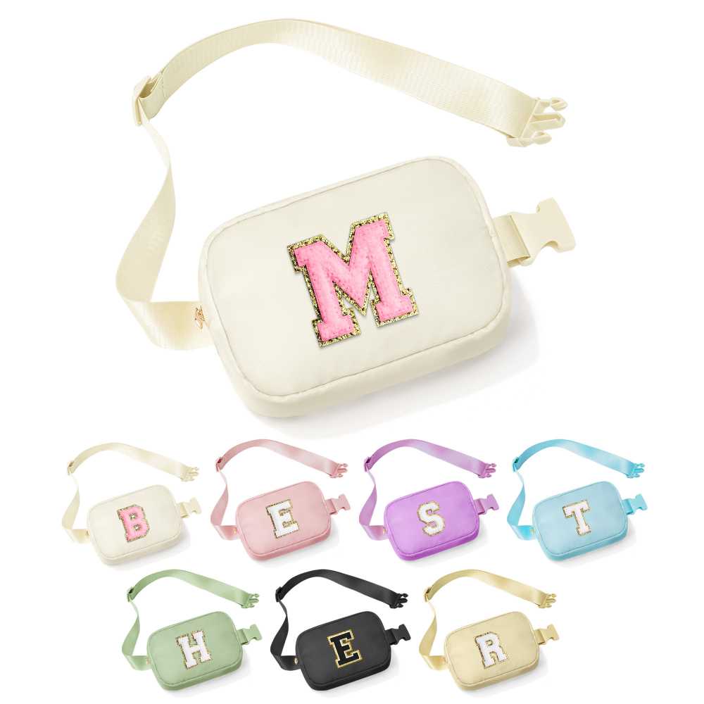 YOOLIFE Birthday Gifts for 3 4 5 6 7 8 9 10 Year Old Girl Kids - Initial Fanny Pack Girls Purse Belt Bag Crossbody Bag, Gifts for Girls Kids Daughter, Beige A