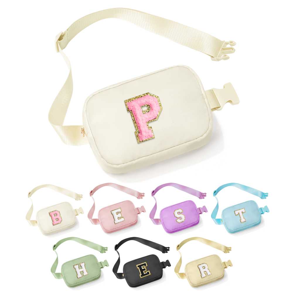YOOLIFE Birthday Gifts for 3 4 5 6 7 8 9 10 Year Old Girl Kids - Initial Fanny Pack Girls Purse Belt Bag Crossbody Bag, Gifts for Girls Kids Daughter, Beige A