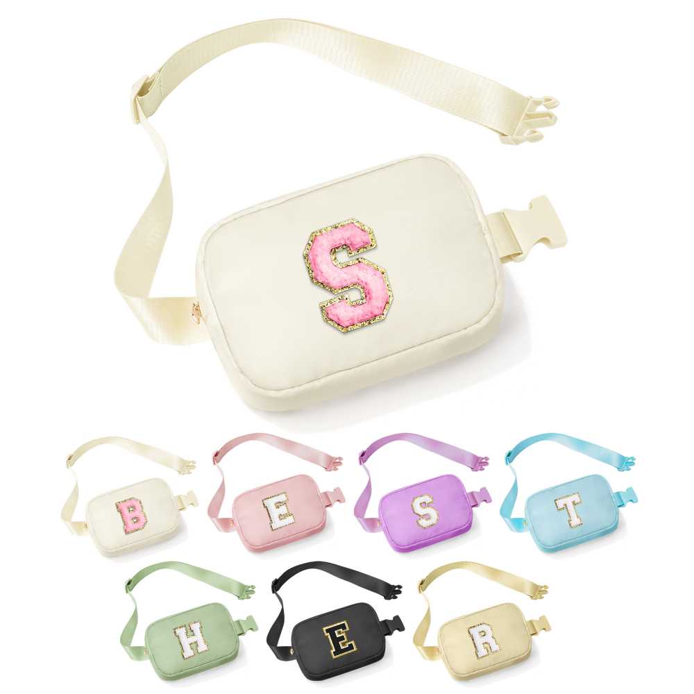 YOOLIFE Birthday Gifts for 3 4 5 6 7 8 9 10 Year Old Girl Kids - Initial Fanny Pack Girls Purse Belt Bag Crossbody Bag, Gifts for Girls Kids Daughter, Beige A