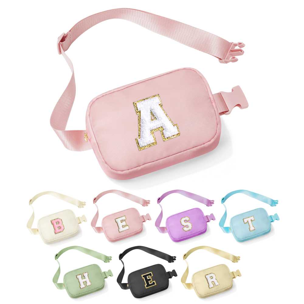 YOOLIFE Birthday Gifts for 3 4 5 6 7 8 9 10 Year Old Girl Kids - Initial Fanny Pack Girls Purse Belt Bag Crossbody Bag, Gifts for Girls Kids Daughter, Beige A