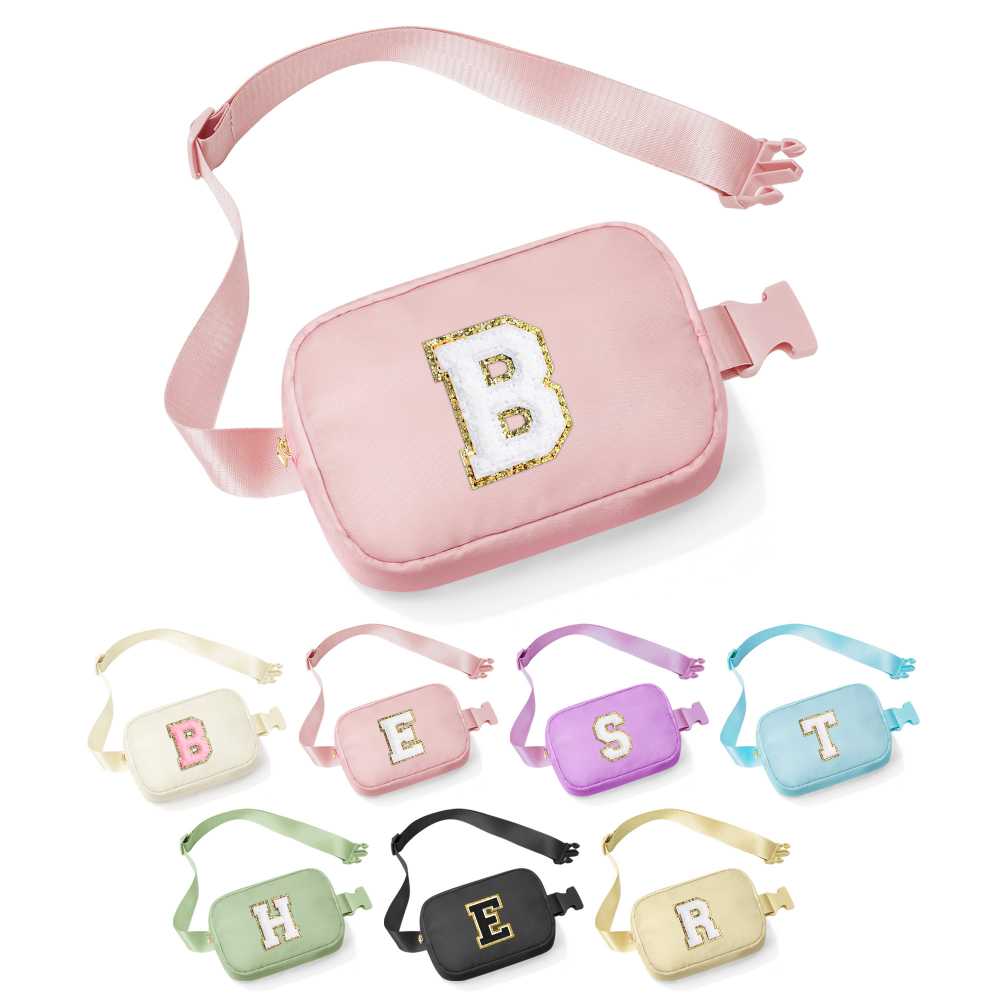 YOOLIFE Birthday Gifts for 3 4 5 6 7 8 9 10 Year Old Girl Kids - Initial Fanny Pack Girls Purse Belt Bag Crossbody Bag, Gifts for Girls Kids Daughter, Beige A