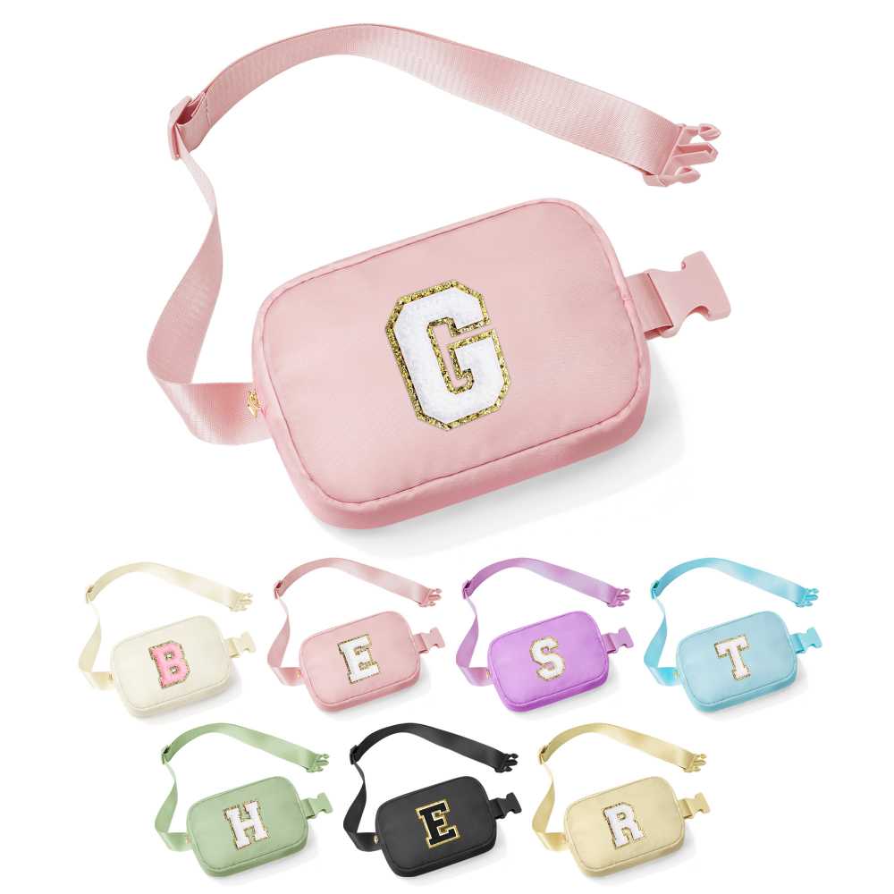 YOOLIFE Birthday Gifts for 3 4 5 6 7 8 9 10 Year Old Girl Kids - Initial Fanny Pack Girls Purse Belt Bag Crossbody Bag, Gifts for Girls Kids Daughter, Beige A