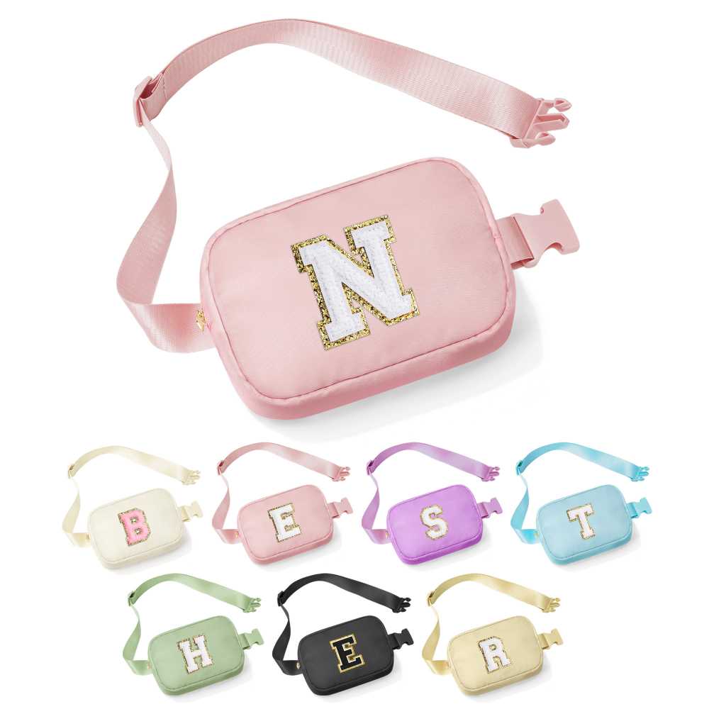 YOOLIFE Birthday Gifts for 3 4 5 6 7 8 9 10 Year Old Girl Kids - Initial Fanny Pack Girls Purse Belt Bag Crossbody Bag, Gifts for Girls Kids Daughter, Beige A