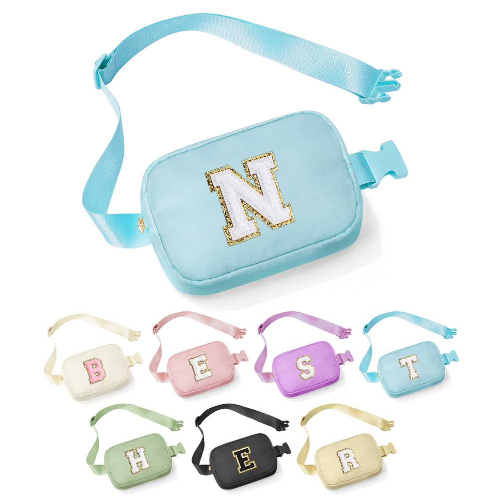 YOOLIFE Birthday Gifts for 3 4 5 6 7 8 9 10 Year Old Girl Kids - Initial Fanny Pack Girls Purse Belt Bag Crossbody Bag, Gifts for Girls Kids Daughter, Beige A