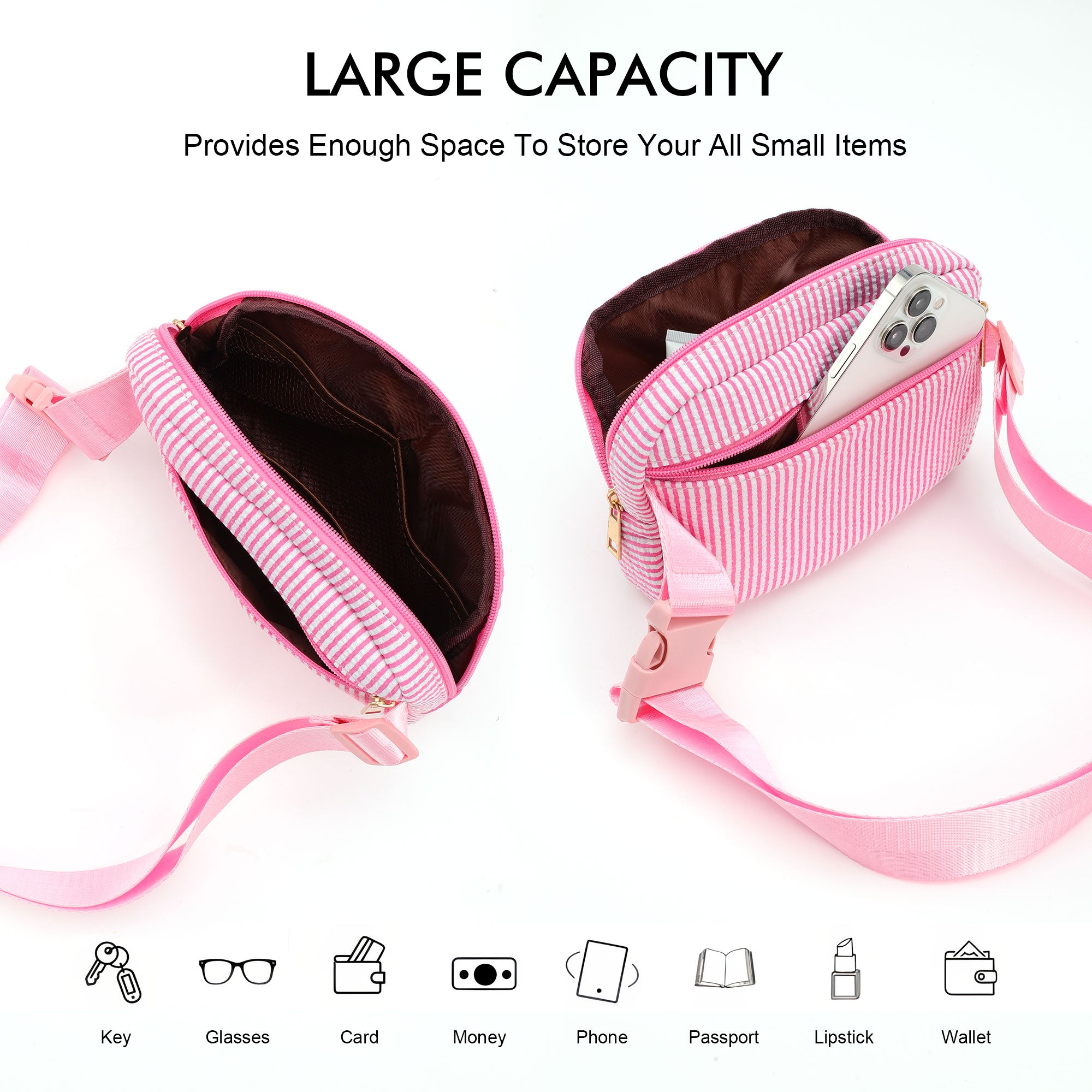 YOOLIFE Initial Crossbody Bag Belt Bag | Fanny Pack Birthday Gifts for Daughter Sister Friends | Gifts for Girls | Personalized Gift for Women | Belt Bag Fanny Pack Pink A