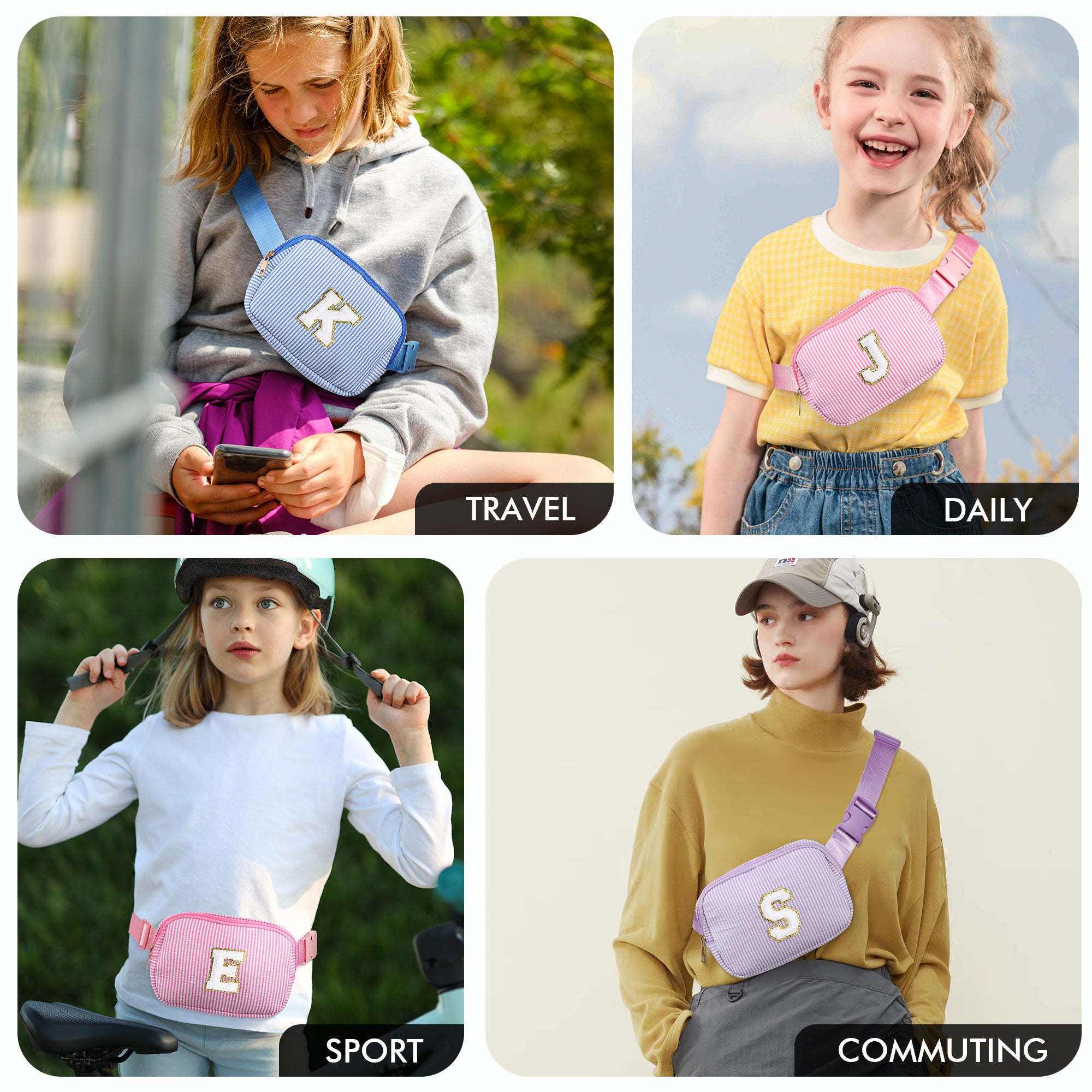 YOOLIFE Initial Crossbody Bag Belt Bag | Fanny Pack Birthday Gifts for Daughter Sister Friends | Gifts for Girls | Personalized Gift for Women | Belt Bag Fanny Pack Pink A
