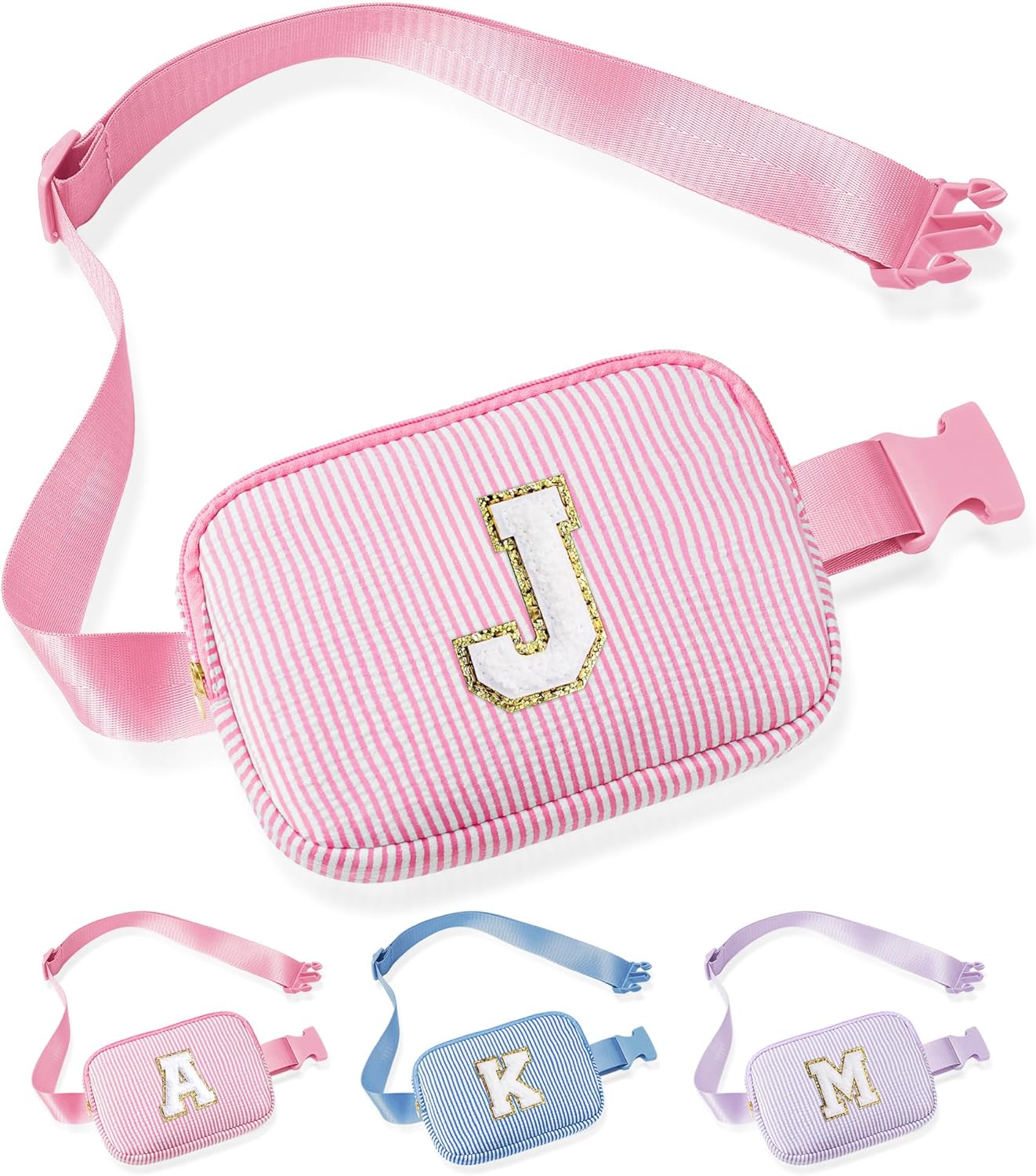 YOOLIFE Initial Crossbody Bag Belt Bag | Fanny Pack Birthday Gifts for Daughter Sister Friends | Gifts for Girls | Personalized Gift for Women | Belt Bag Fanny Pack Pink A