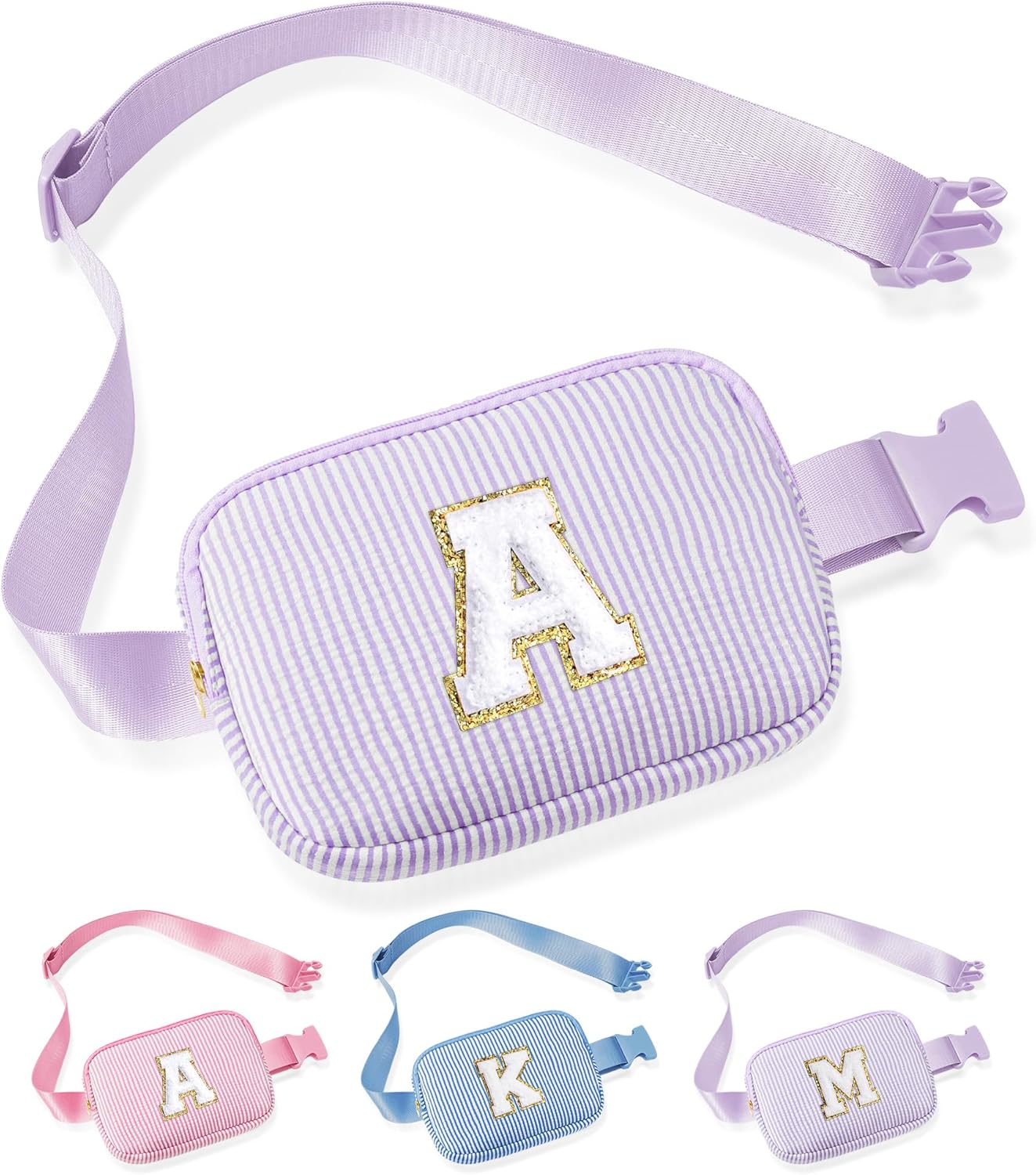YOOLIFE Initial Crossbody Bag Belt Bag | Fanny Pack Birthday Gifts for Daughter Sister Friends | Gifts for Girls | Personalized Gift for Women | Belt Bag Fanny Pack Pink A