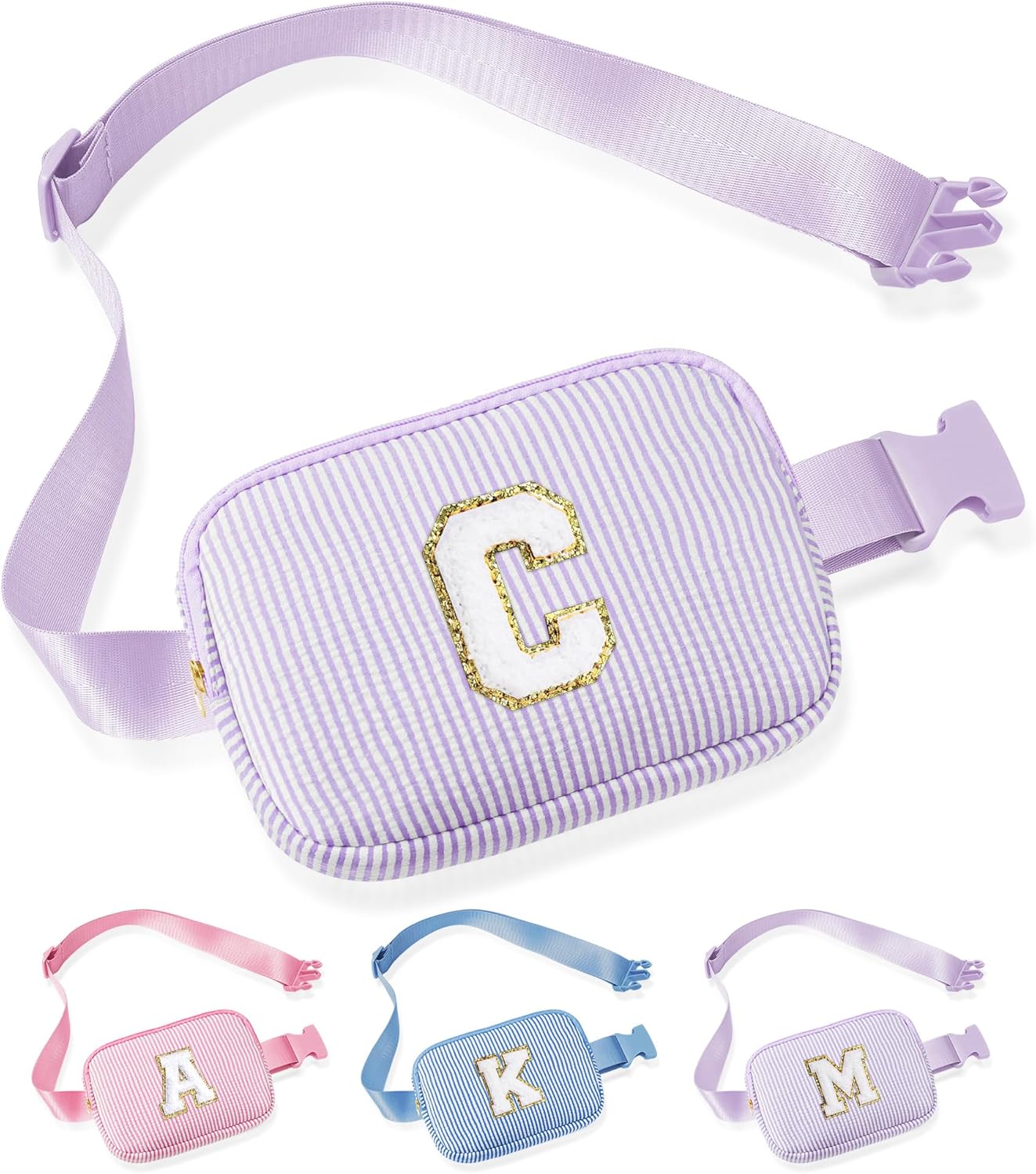 YOOLIFE Initial Crossbody Bag Belt Bag | Fanny Pack Birthday Gifts for Daughter Sister Friends | Gifts for Girls | Personalized Gift for Women | Belt Bag Fanny Pack Pink A