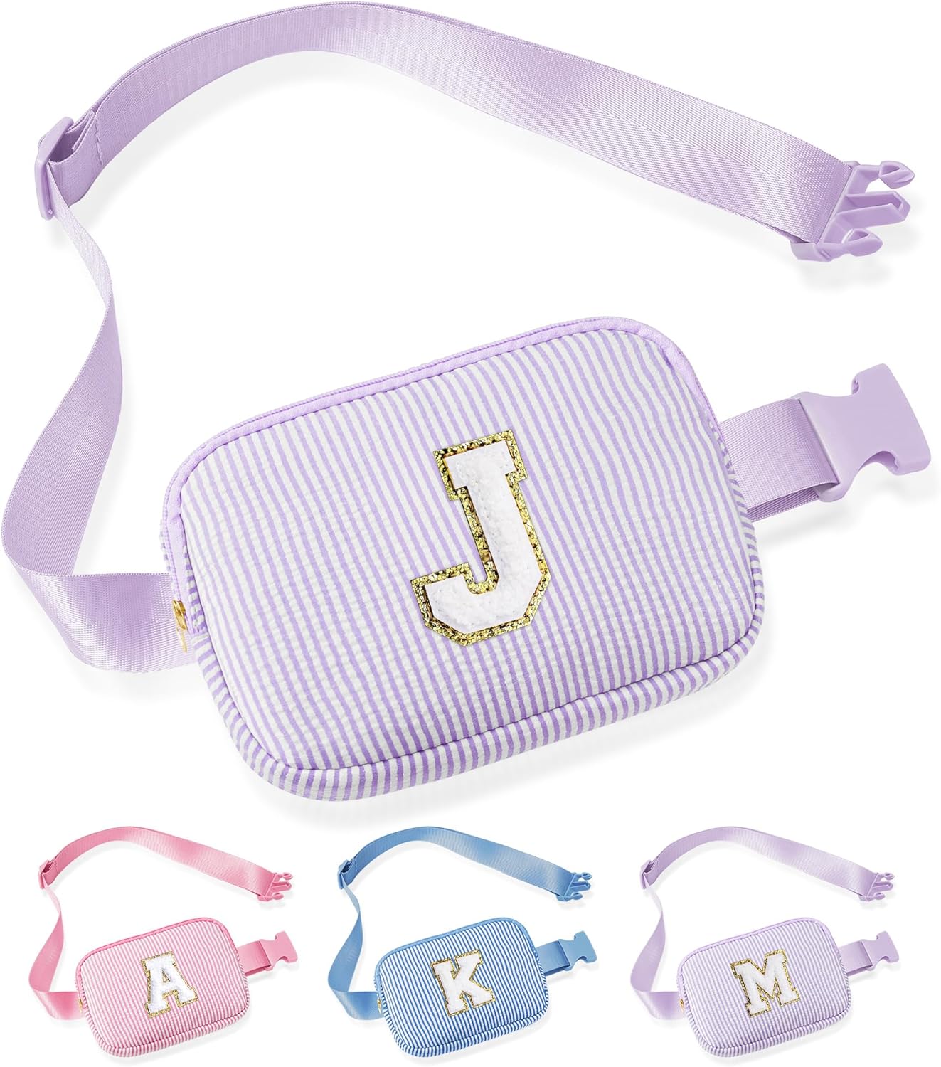 YOOLIFE Initial Crossbody Bag Belt Bag | Fanny Pack Birthday Gifts for Daughter Sister Friends | Gifts for Girls | Personalized Gift for Women | Belt Bag Fanny Pack Pink A