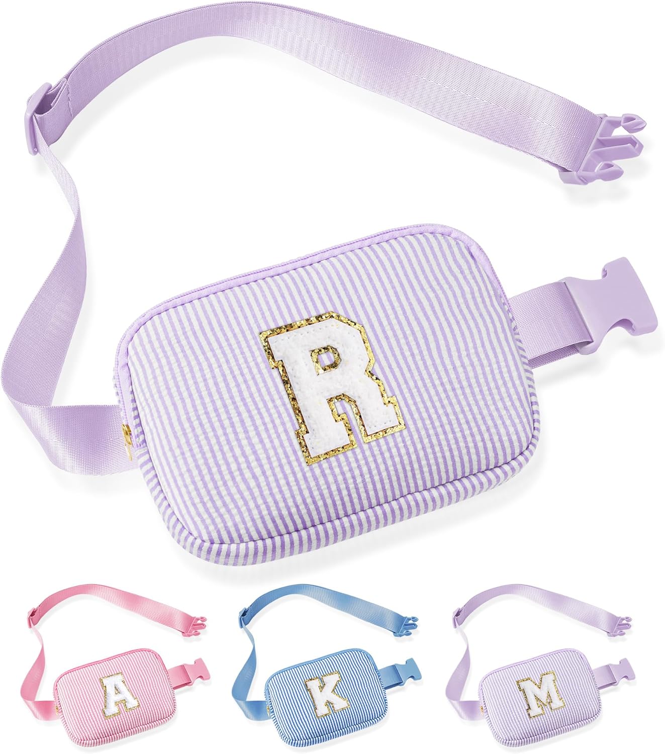 YOOLIFE Initial Crossbody Bag Belt Bag | Fanny Pack Birthday Gifts for Daughter Sister Friends | Gifts for Girls | Personalized Gift for Women | Belt Bag Fanny Pack Pink A