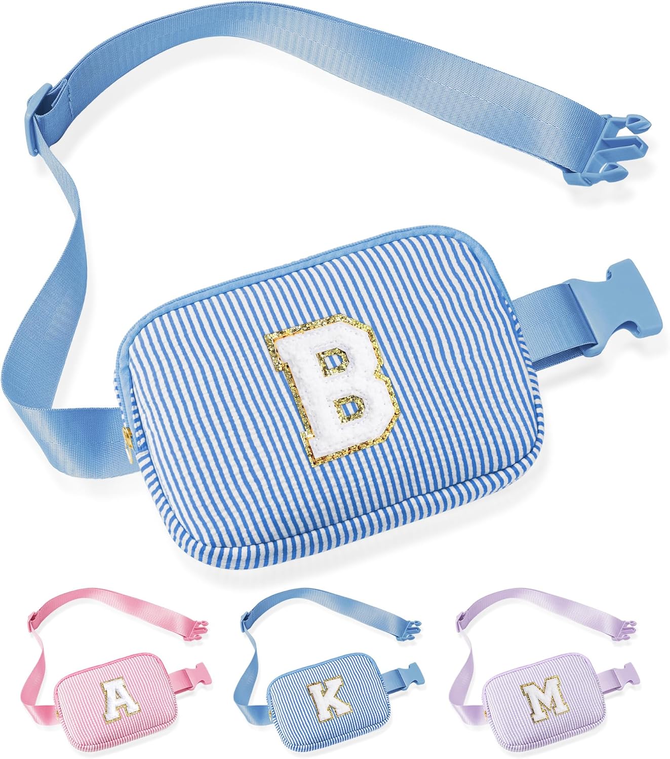 YOOLIFE Initial Crossbody Bag Belt Bag | Fanny Pack Birthday Gifts for Daughter Sister Friends | Gifts for Girls | Personalized Gift for Women | Belt Bag Fanny Pack Pink A