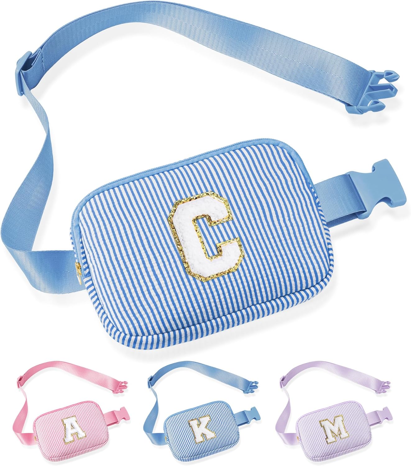 YOOLIFE Initial Crossbody Bag Belt Bag | Fanny Pack Birthday Gifts for Daughter Sister Friends | Gifts for Girls | Personalized Gift for Women | Belt Bag Fanny Pack Pink A