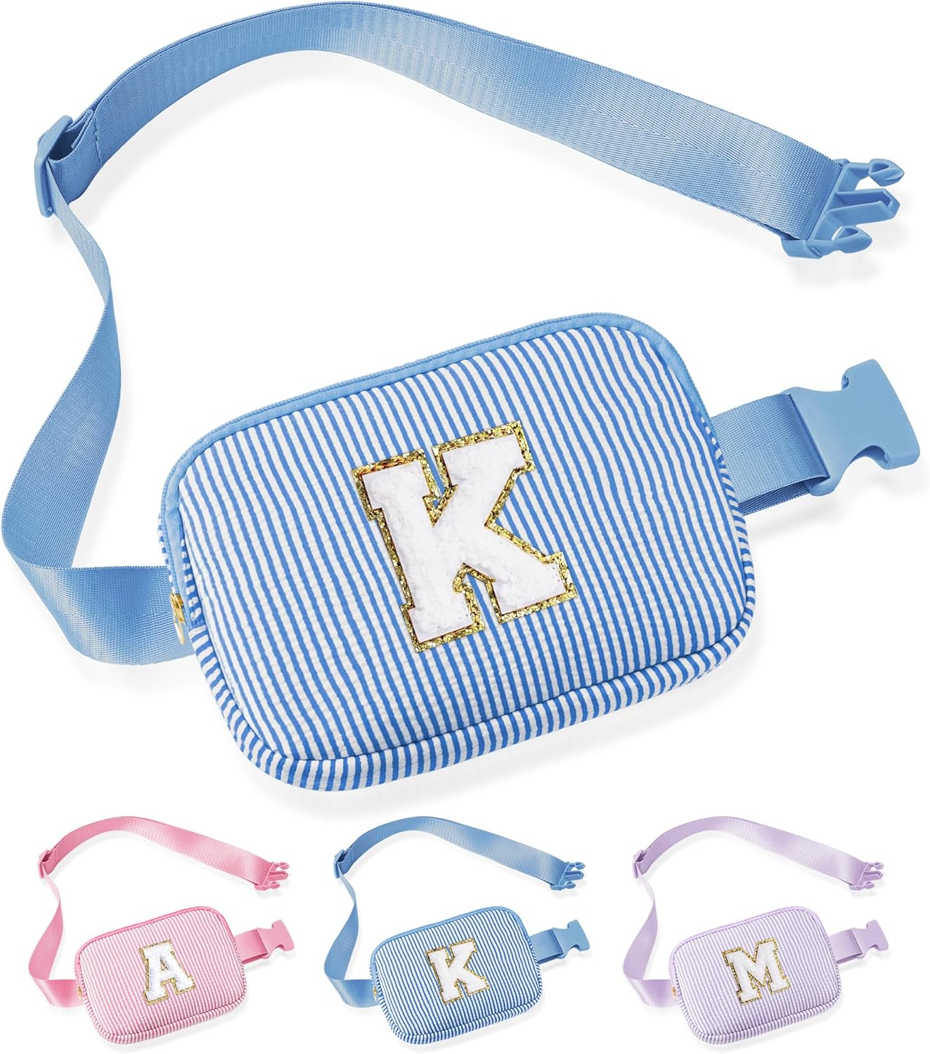 YOOLIFE Initial Crossbody Bag Belt Bag | Fanny Pack Birthday Gifts for Daughter Sister Friends | Gifts for Girls | Personalized Gift for Women | Belt Bag Fanny Pack Pink A
