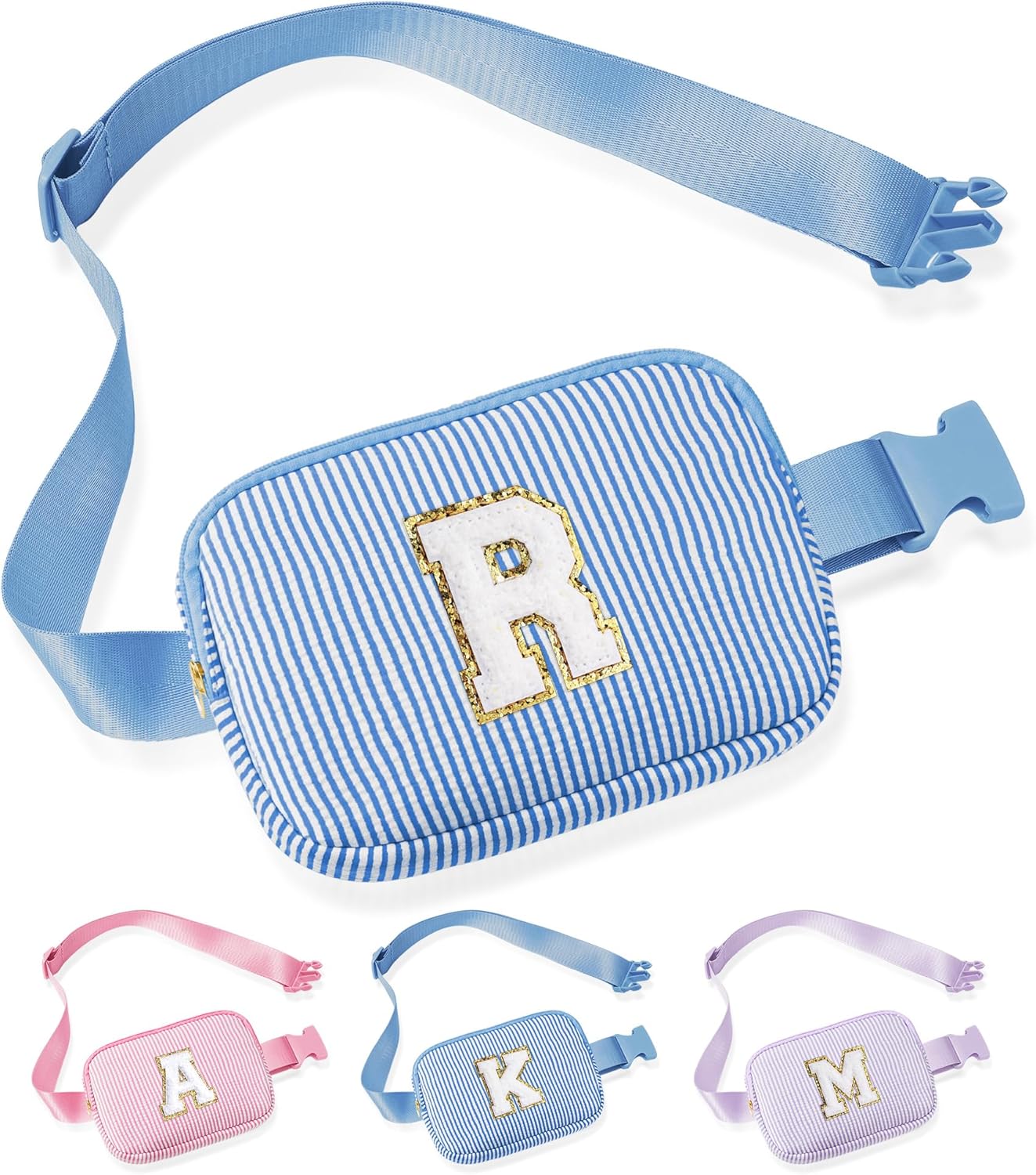 YOOLIFE Initial Crossbody Bag Belt Bag | Fanny Pack Birthday Gifts for Daughter Sister Friends | Gifts for Girls | Personalized Gift for Women | Belt Bag Fanny Pack Pink A
