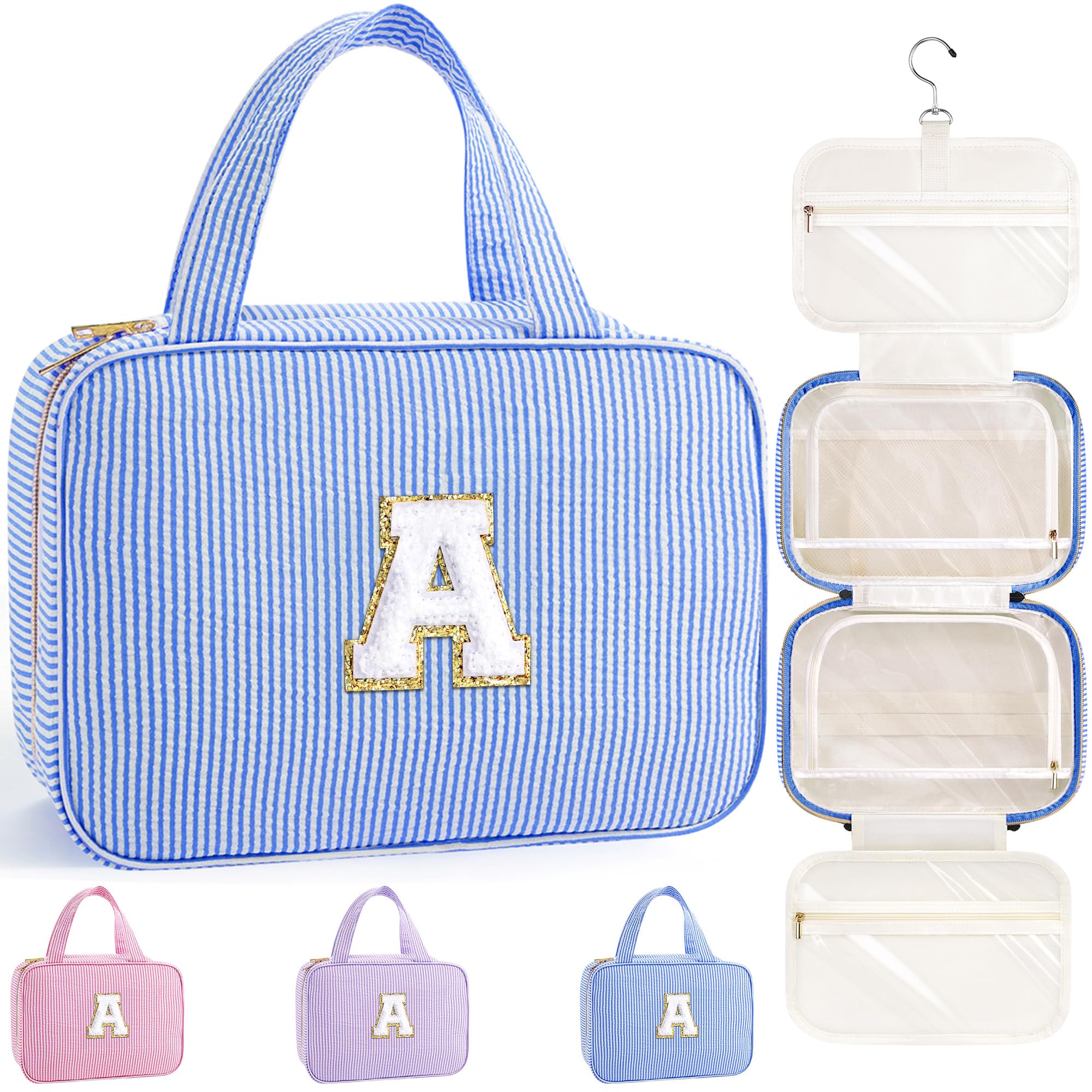 YOOLIFE Gifts for Girls Women - 8 9 10 11 12 13 14 15 16 17 Year Old Girls Birthday Gifts, Initial Hanging Toiletry Bag & Makeup Bag, Travel Cruise Essentials, Pink A