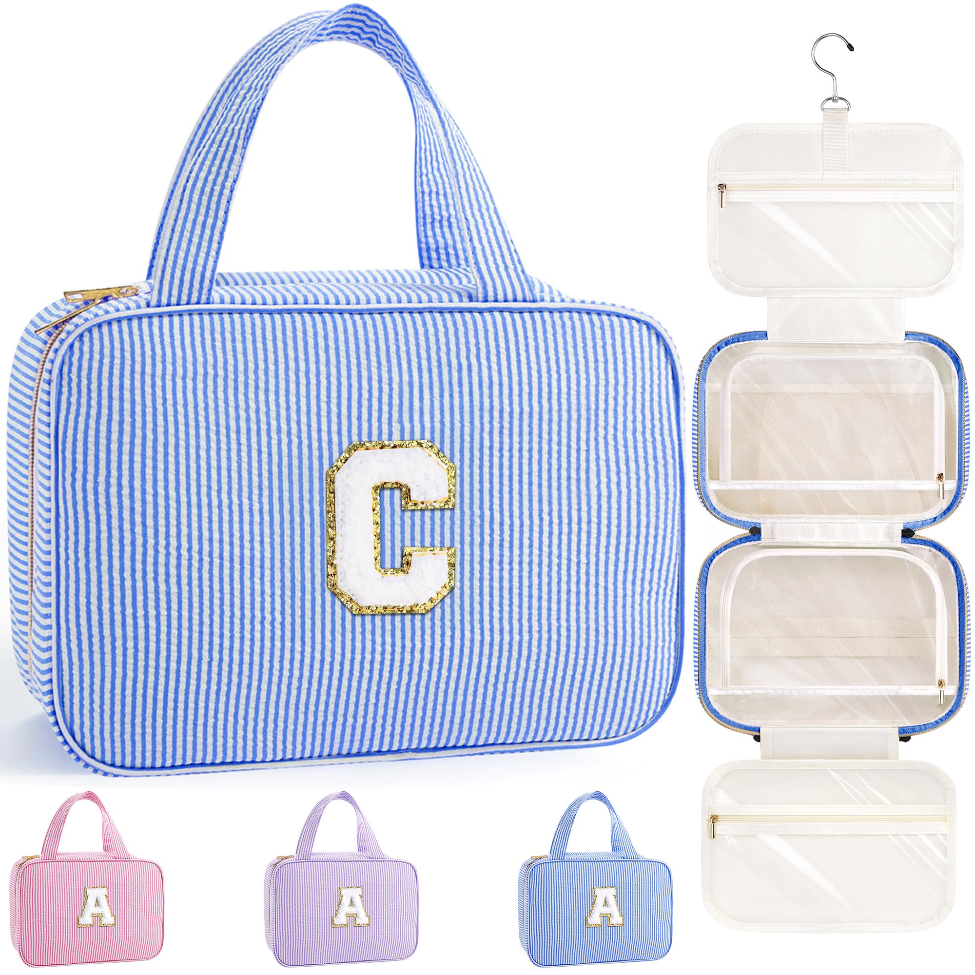 YOOLIFE Gifts for Girls Women - 8 9 10 11 12 13 14 15 16 17 Year Old Girls Birthday Gifts, Initial Hanging Toiletry Bag & Makeup Bag, Travel Cruise Essentials, Pink A