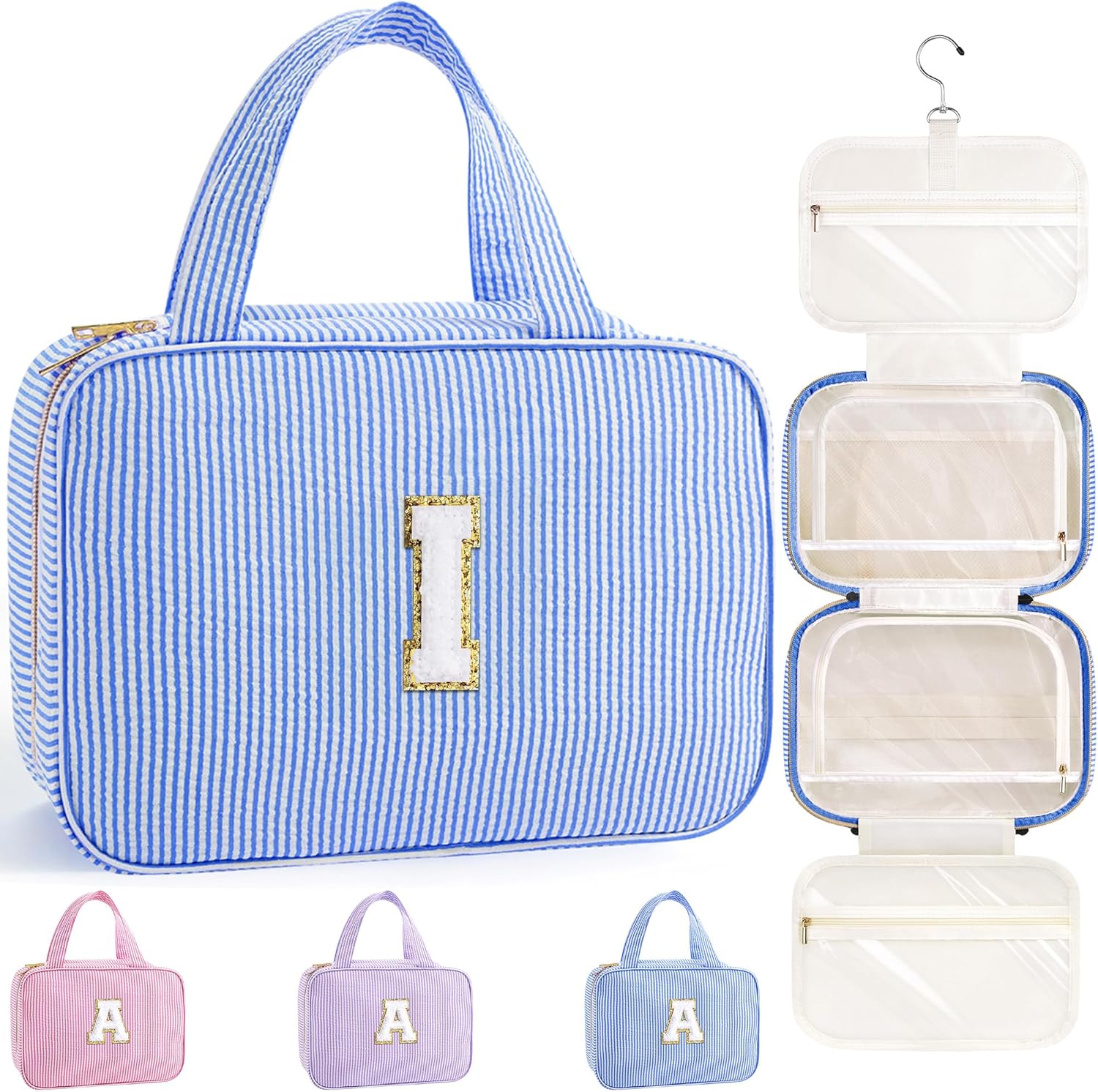 YOOLIFE Gifts for Girls Women - 8 9 10 11 12 13 14 15 16 17 Year Old Girls Birthday Gifts, Initial Hanging Toiletry Bag & Makeup Bag, Travel Cruise Essentials, Pink A