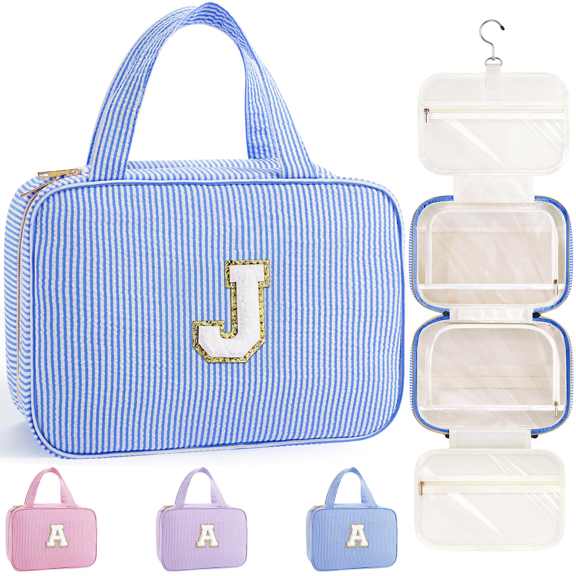 YOOLIFE Gifts for Girls Women - 8 9 10 11 12 13 14 15 16 17 Year Old Girls Birthday Gifts, Initial Hanging Toiletry Bag & Makeup Bag, Travel Cruise Essentials, Pink A