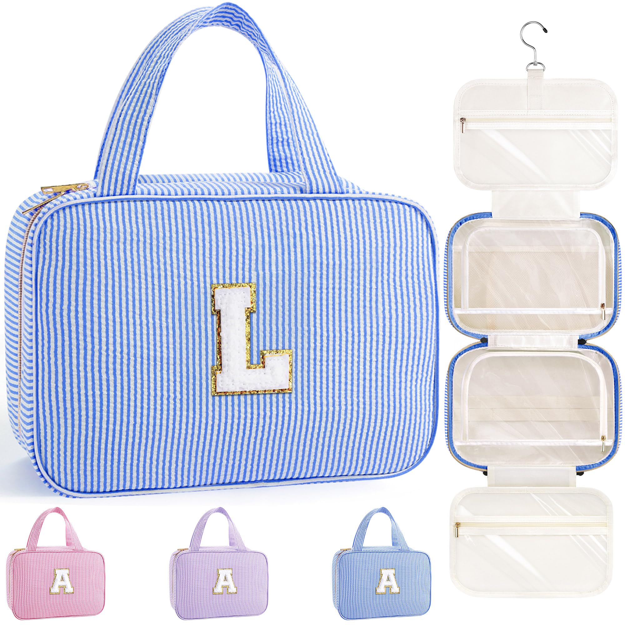 YOOLIFE Gifts for Girls Women - 8 9 10 11 12 13 14 15 16 17 Year Old Girls Birthday Gifts, Initial Hanging Toiletry Bag & Makeup Bag, Travel Cruise Essentials, Pink A