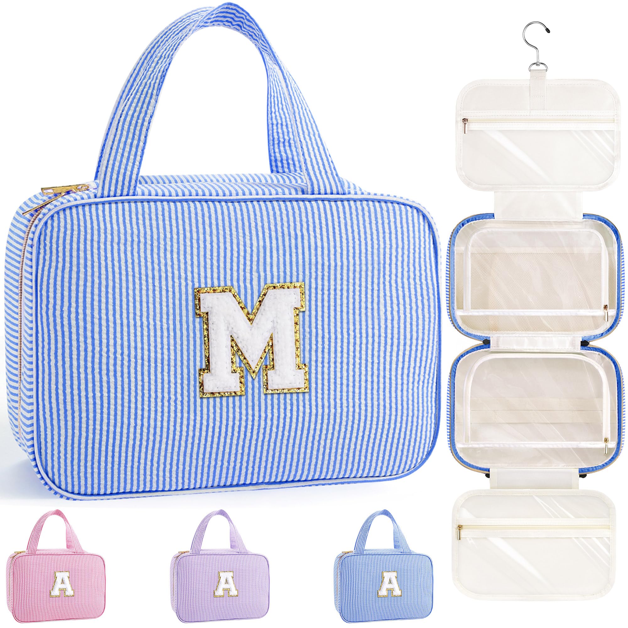 YOOLIFE Gifts for Girls Women - 8 9 10 11 12 13 14 15 16 17 Year Old Girls Birthday Gifts, Initial Hanging Toiletry Bag & Makeup Bag, Travel Cruise Essentials, Pink A