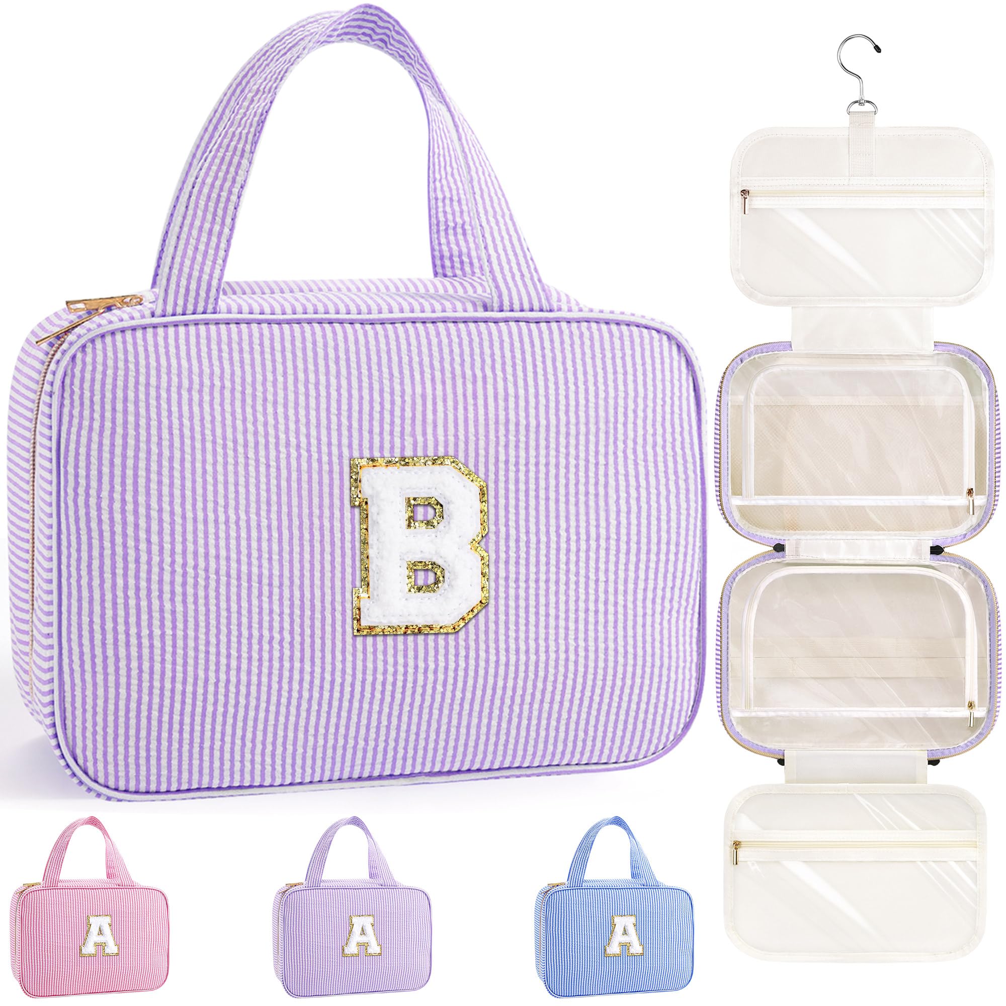 YOOLIFE Gifts for Girls Women - 8 9 10 11 12 13 14 15 16 17 Year Old Girls Birthday Gifts, Initial Hanging Toiletry Bag & Makeup Bag, Travel Cruise Essentials, Pink A