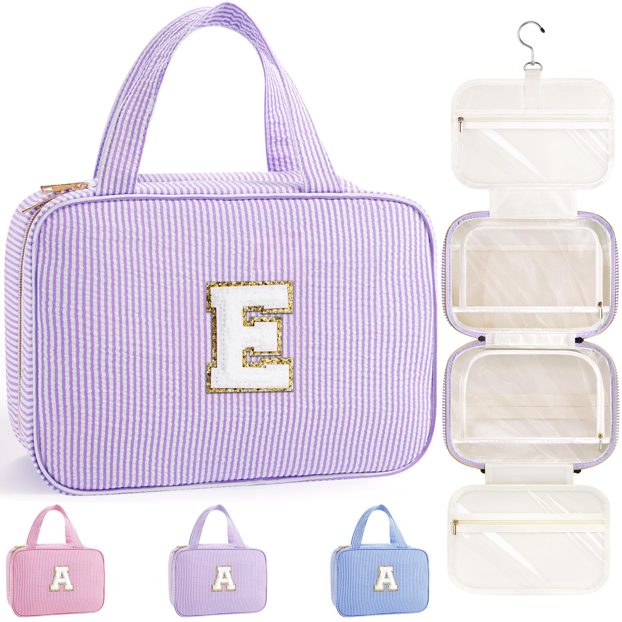 YOOLIFE Gifts for Girls Women - 8 9 10 11 12 13 14 15 16 17 Year Old Girls Birthday Gifts, Initial Hanging Toiletry Bag & Makeup Bag, Travel Cruise Essentials, Pink A
