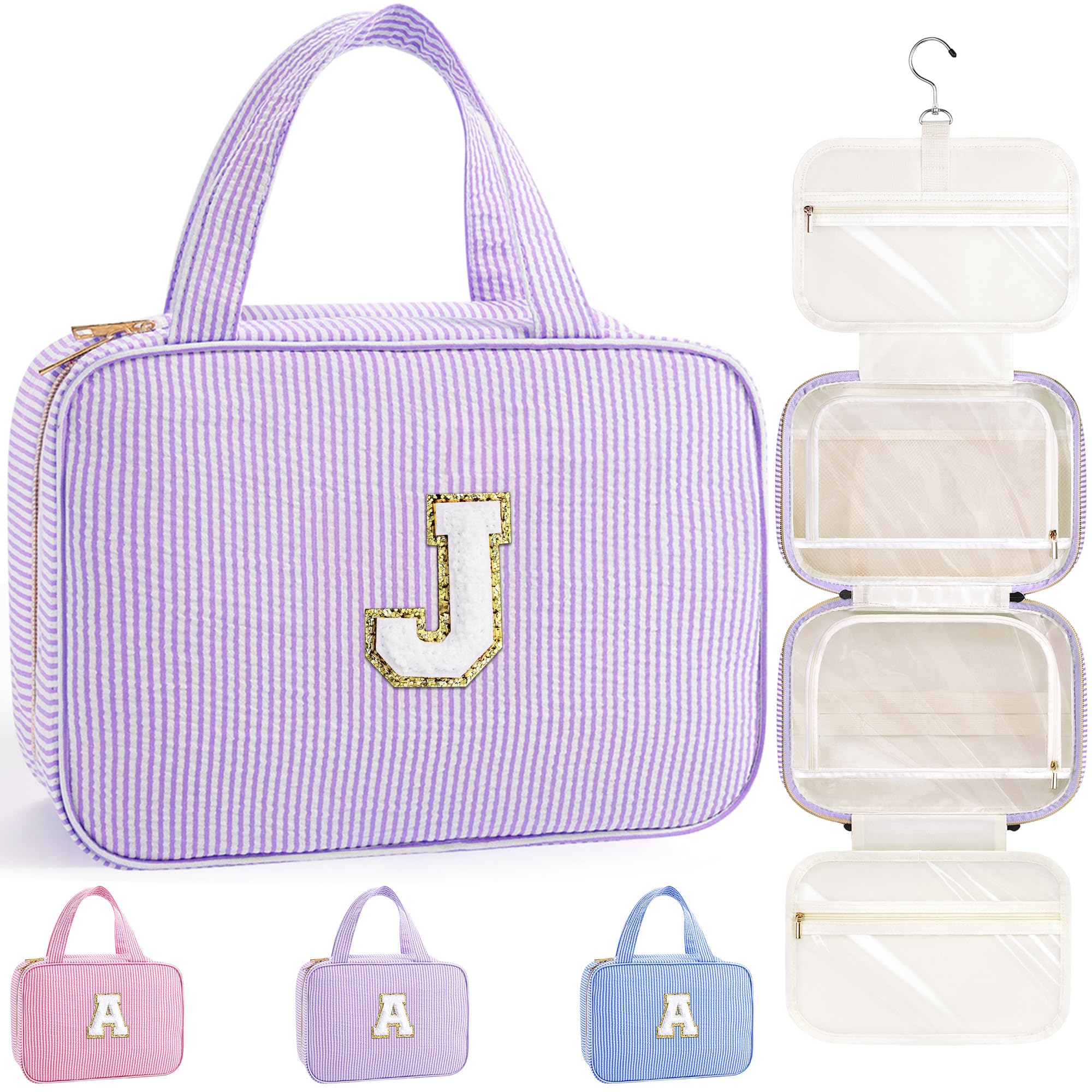 YOOLIFE Gifts for Girls Women - 8 9 10 11 12 13 14 15 16 17 Year Old Girls Birthday Gifts, Initial Hanging Toiletry Bag & Makeup Bag, Travel Cruise Essentials, Pink A