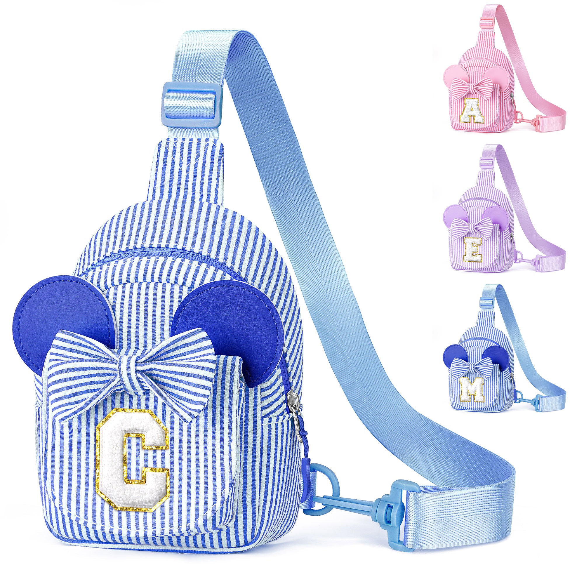 YOOLIFE Easter Gifts for Kids Girls, Initial Pink Sling Bag for Kid Girls | Small Initial Monogram Fanny Packs Crossbody Bag Purse for Girl Kid Year Old Birthday Gift, Easter Basket Stuffers (Pink A)