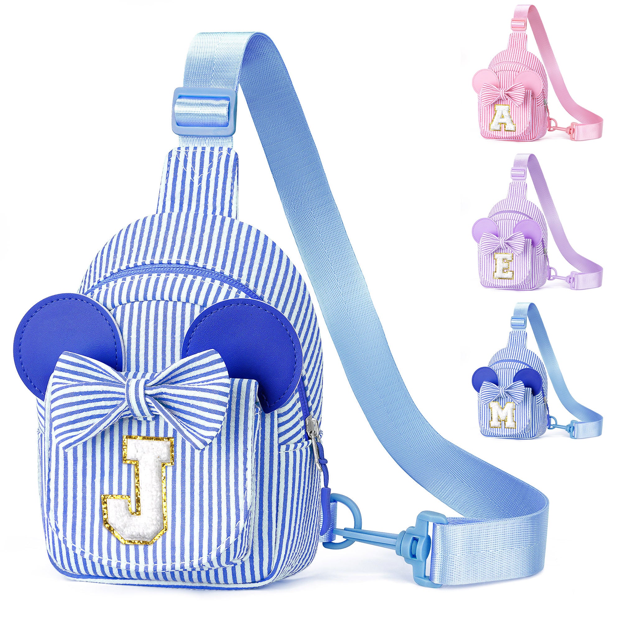 YOOLIFE Easter Gifts for Kids Girls, Initial Pink Sling Bag for Kid Girls | Small Initial Monogram Fanny Packs Crossbody Bag Purse for Girl Kid Year Old Birthday Gift, Easter Basket Stuffers (Pink A)