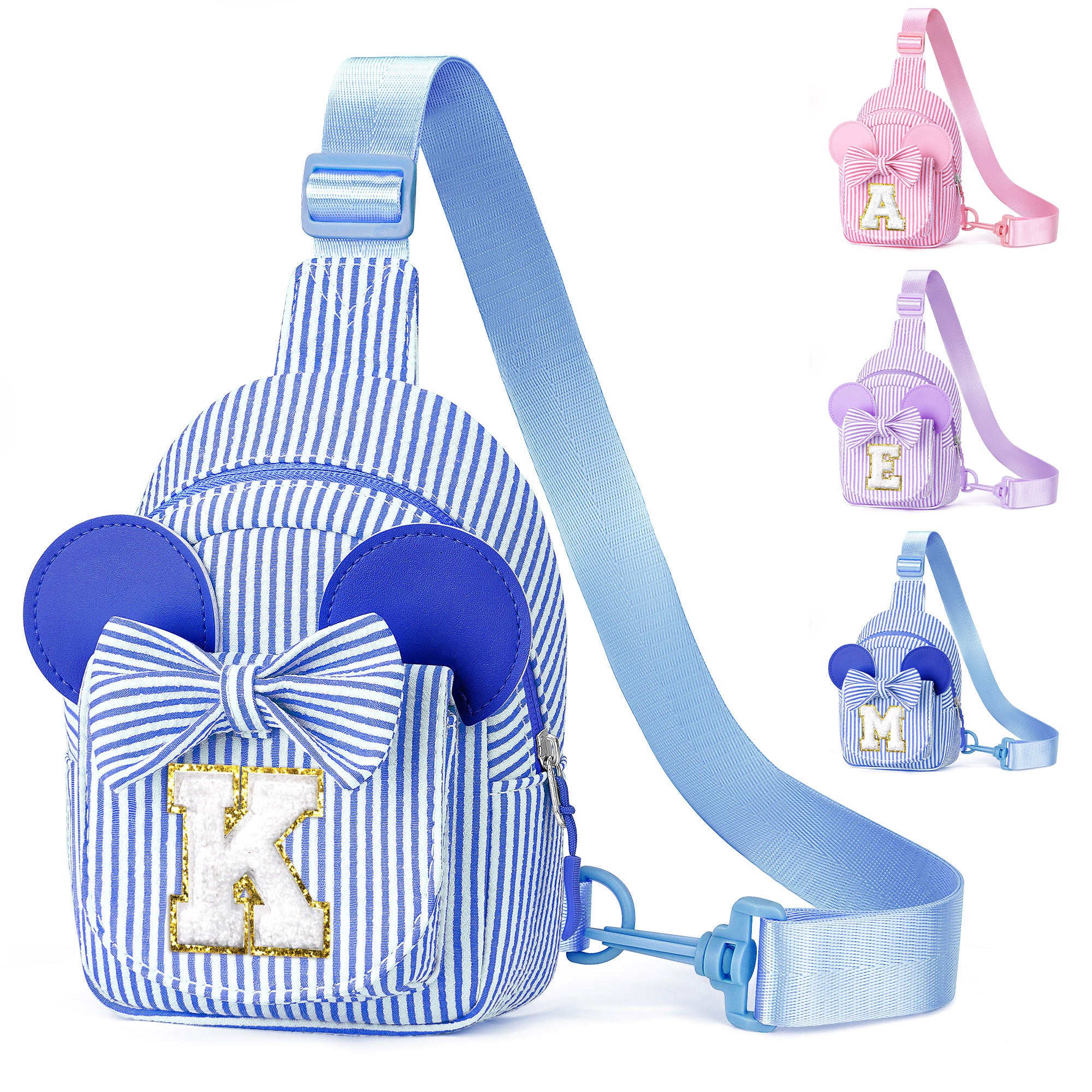 YOOLIFE Easter Gifts for Kids Girls, Initial Pink Sling Bag for Kid Girls | Small Initial Monogram Fanny Packs Crossbody Bag Purse for Girl Kid Year Old Birthday Gift, Easter Basket Stuffers (Pink A)