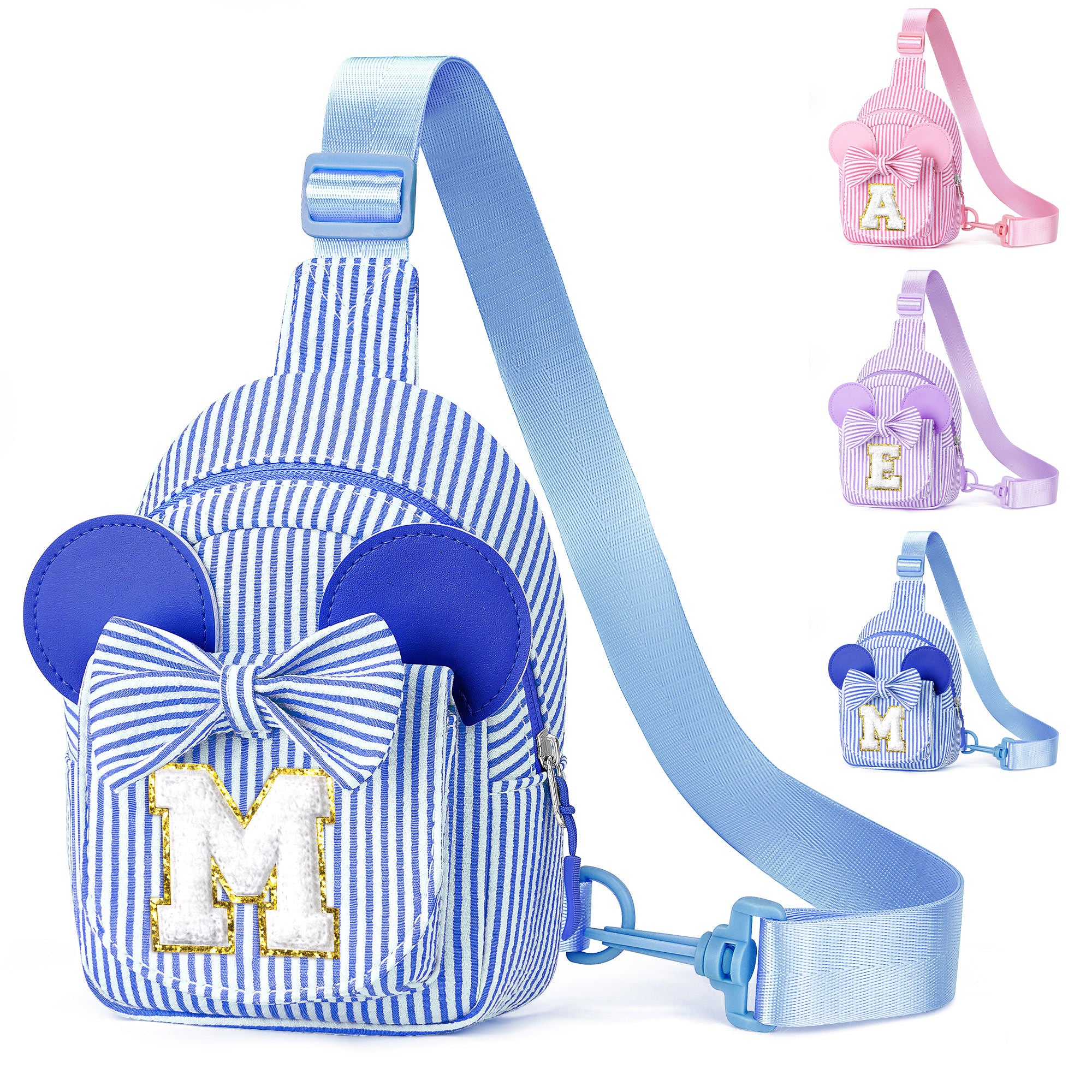 YOOLIFE Easter Gifts for Kids Girls, Initial Pink Sling Bag for Kid Girls | Small Initial Monogram Fanny Packs Crossbody Bag Purse for Girl Kid Year Old Birthday Gift, Easter Basket Stuffers (Pink A)