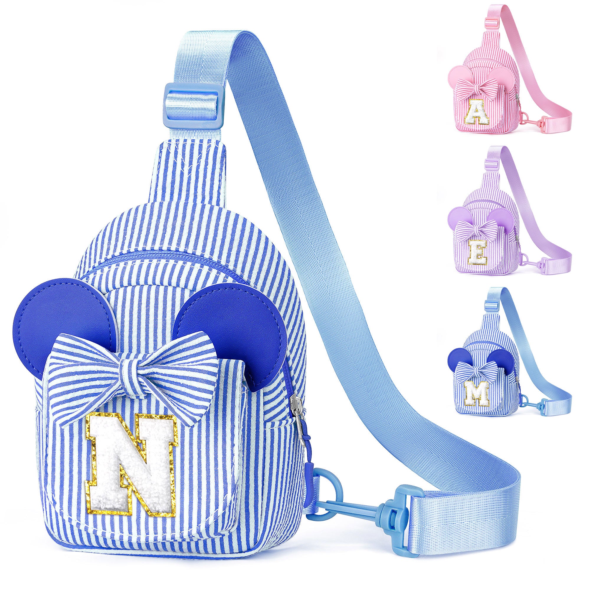 YOOLIFE Easter Gifts for Kids Girls, Initial Pink Sling Bag for Kid Girls | Small Initial Monogram Fanny Packs Crossbody Bag Purse for Girl Kid Year Old Birthday Gift, Easter Basket Stuffers (Pink A)