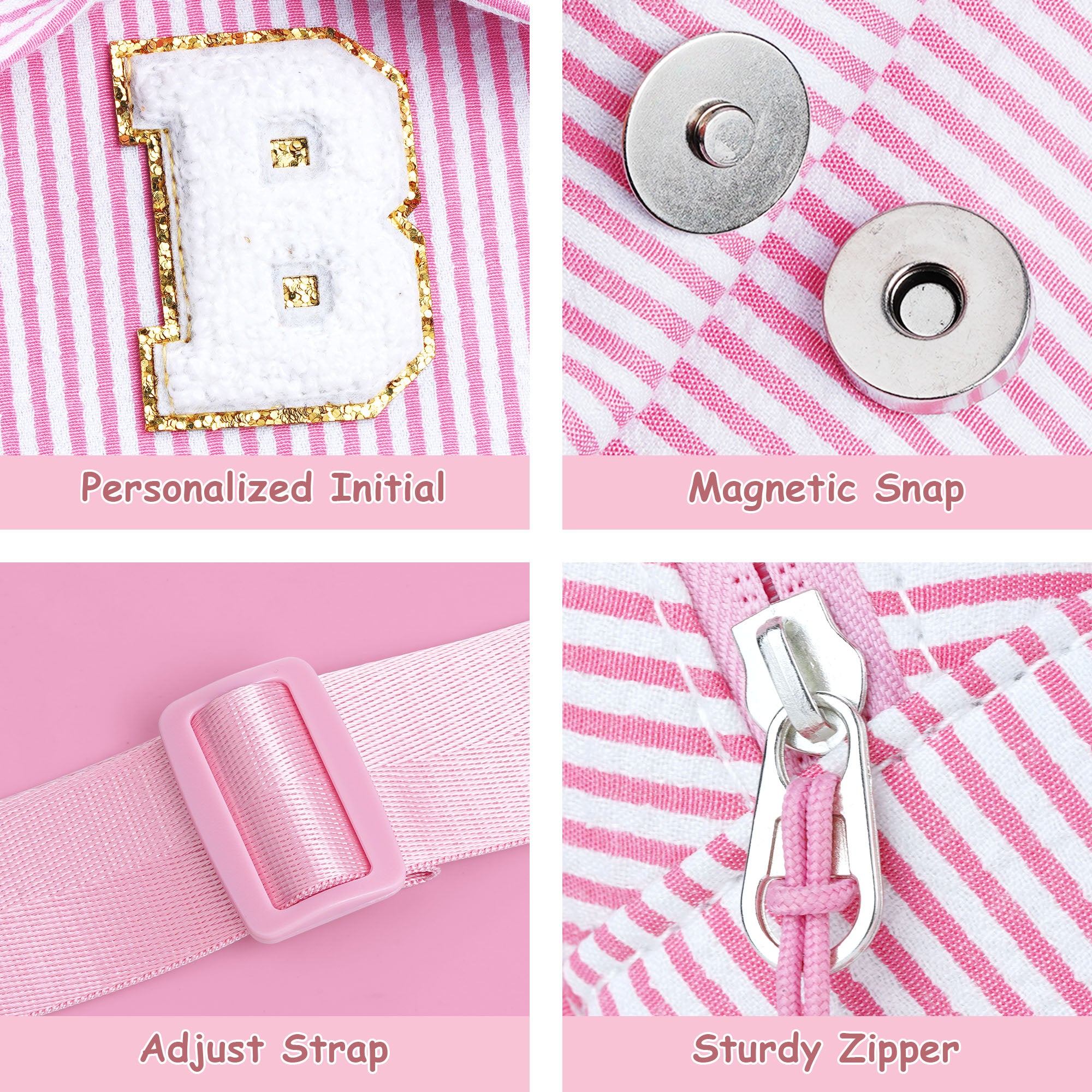 YOOLIFE Easter Gifts for Kids Girls, Initial Pink Sling Bag for Kid Girls | Small Initial Monogram Fanny Packs Crossbody Bag Purse for Girl Kid Year Old Birthday Gift, Easter Basket Stuffers (Pink A)