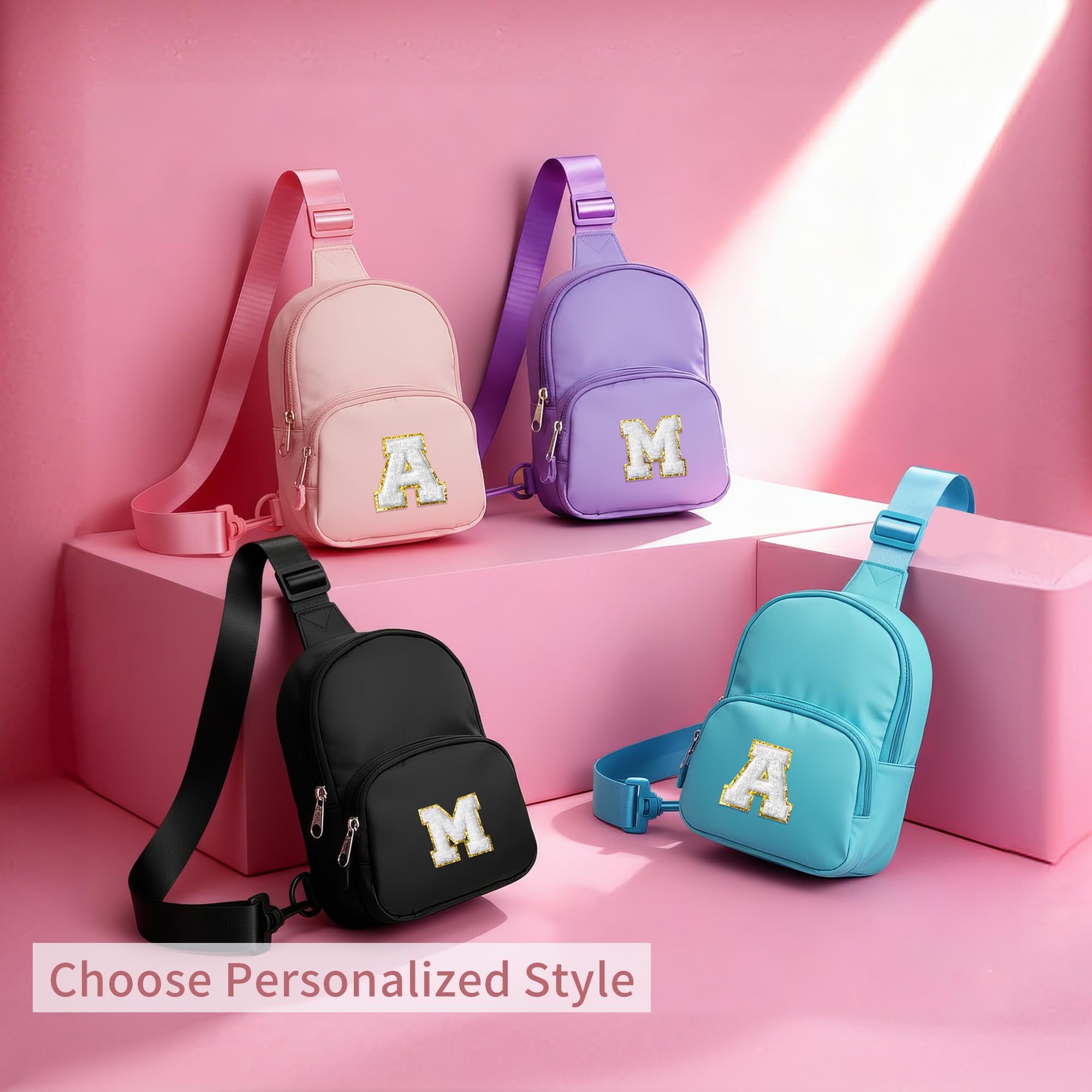 YOOLIFE Sling Bag for Girls - Birthday Gifts for 9 10 11 12 13 Year Old Girl, Birthday Gifts for Girl Daughter Sister, Initial Cross Bags for Girls Women Sling Belt Bag Purse(Pink A)