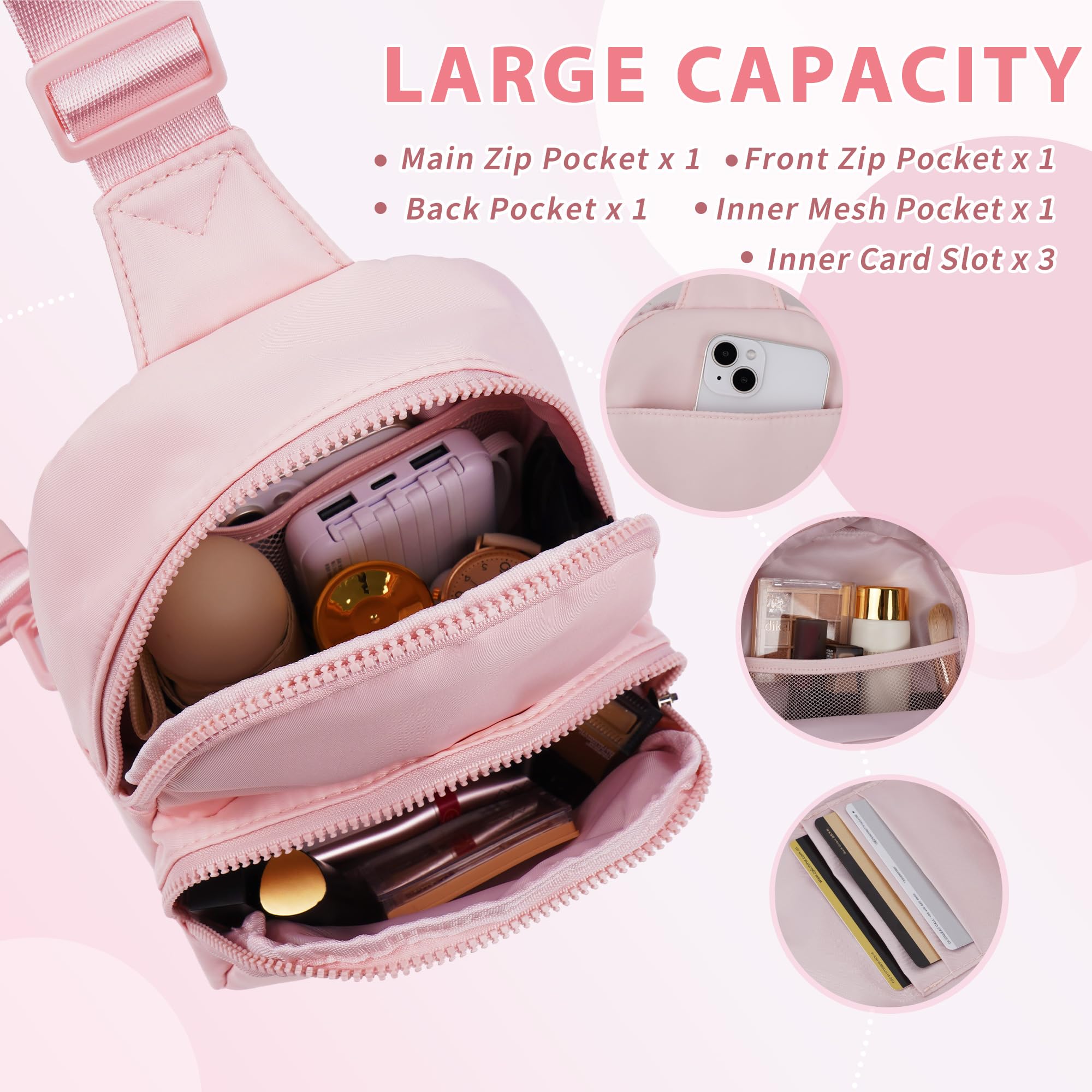 YOOLIFE Sling Bag for Girls - Birthday Gifts for 9 10 11 12 13 Year Old Girl, Birthday Gifts for Girl Daughter Sister, Initial Cross Bags for Girls Women Sling Belt Bag Purse(Pink A)