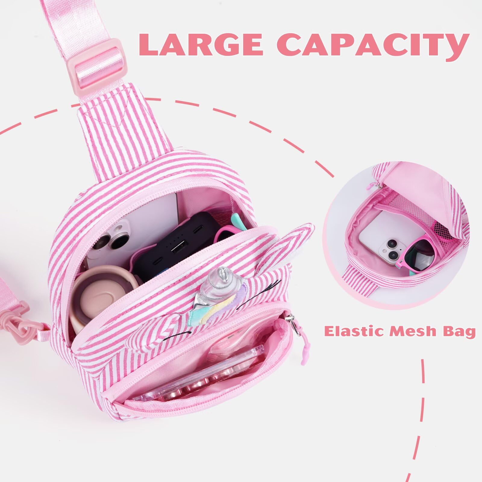 YOOLIFE Birthday Gifts for 2 3 4 5 6 7 8 Year Old Girls, Small Sling Bag Initial Fanny Pack for Girls, Unicorn Crossbody Bag Purse Cute Gifts for Little Girl, Pink (A)