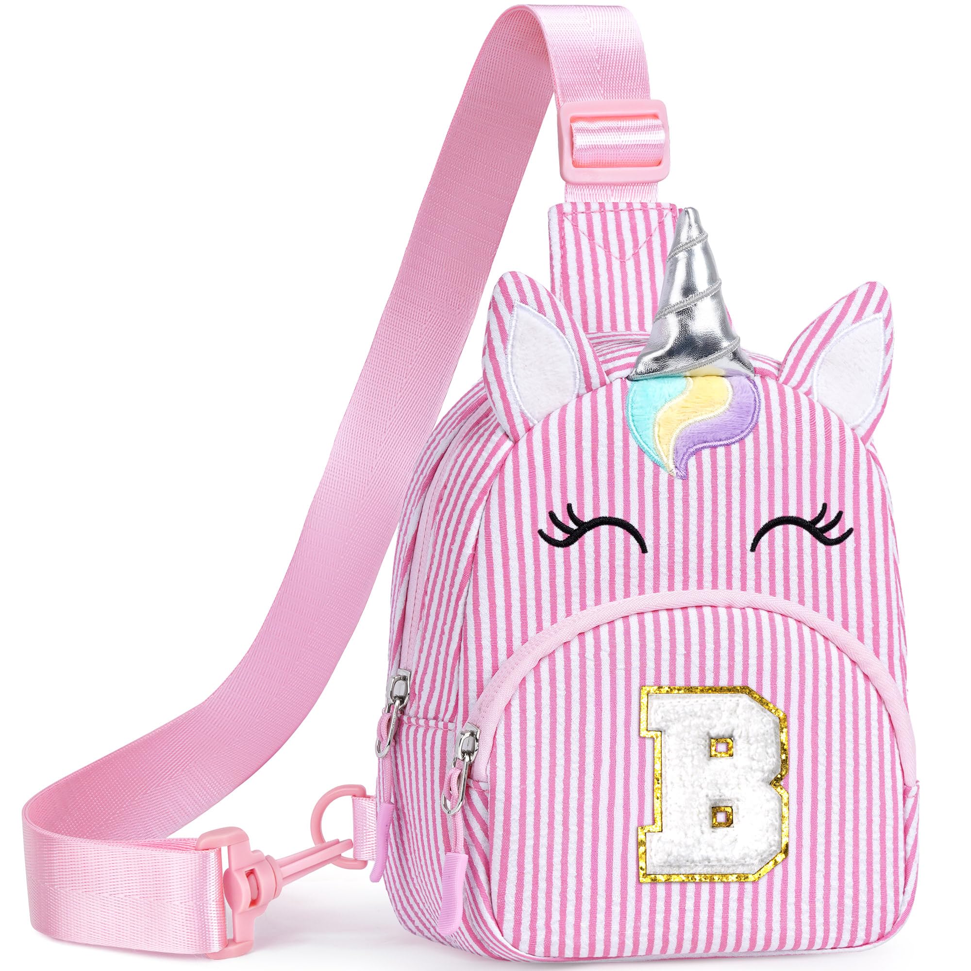 YOOLIFE Birthday Gifts for 2 3 4 5 6 7 8 Year Old Girls, Small Sling Bag Initial Fanny Pack for Girls, Unicorn Crossbody Bag Purse Cute Gifts for Little Girl, Pink (A)