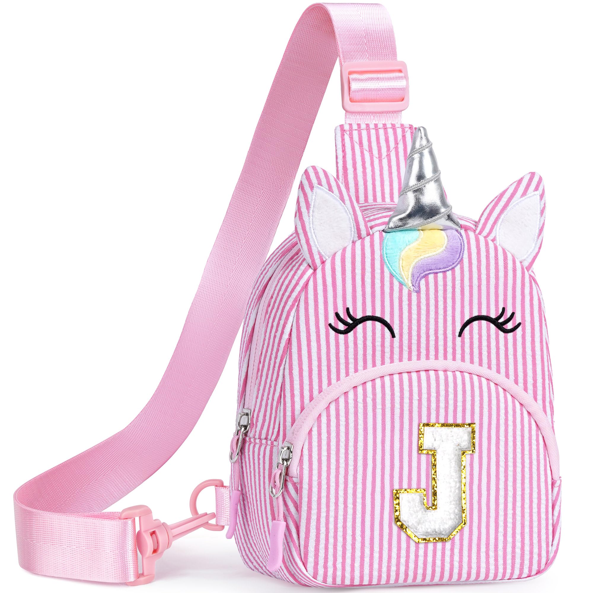 YOOLIFE Birthday Gifts for 2 3 4 5 6 7 8 Year Old Girls, Small Sling Bag Initial Fanny Pack for Girls, Unicorn Crossbody Bag Purse Cute Gifts for Little Girl, Pink (A)