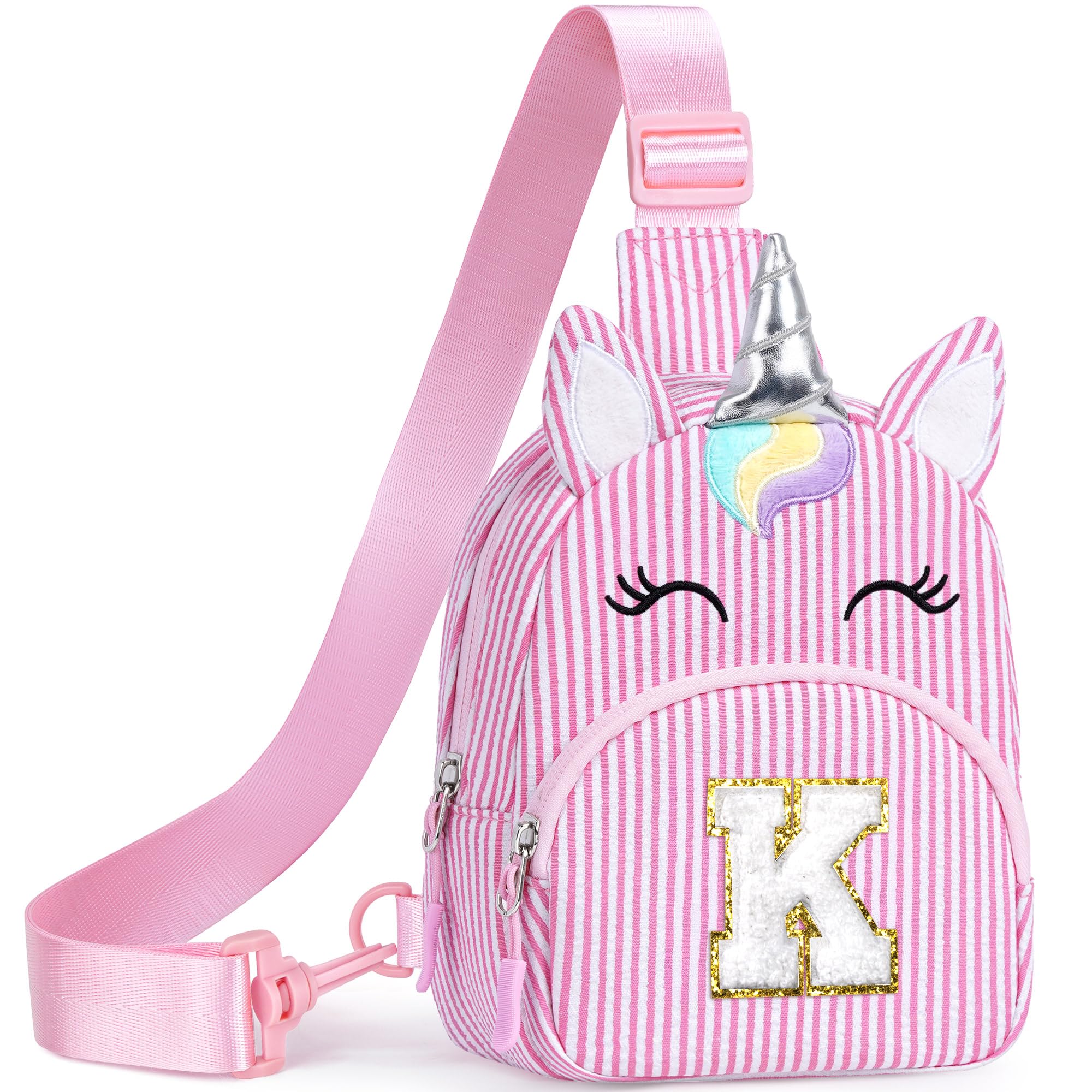 YOOLIFE Birthday Gifts for 2 3 4 5 6 7 8 Year Old Girls, Small Sling Bag Initial Fanny Pack for Girls, Unicorn Crossbody Bag Purse Cute Gifts for Little Girl, Pink (A)